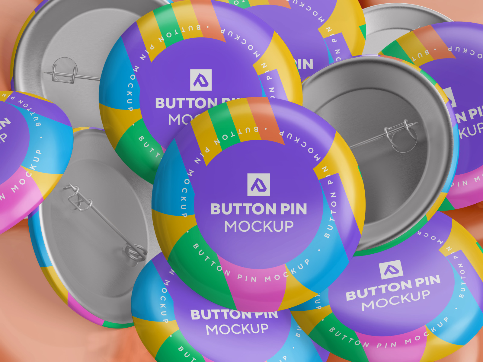 8款光泽圆圈按钮别针徽章样机集 Glossy Circle Button Pin Badge Mockup Set_img_2