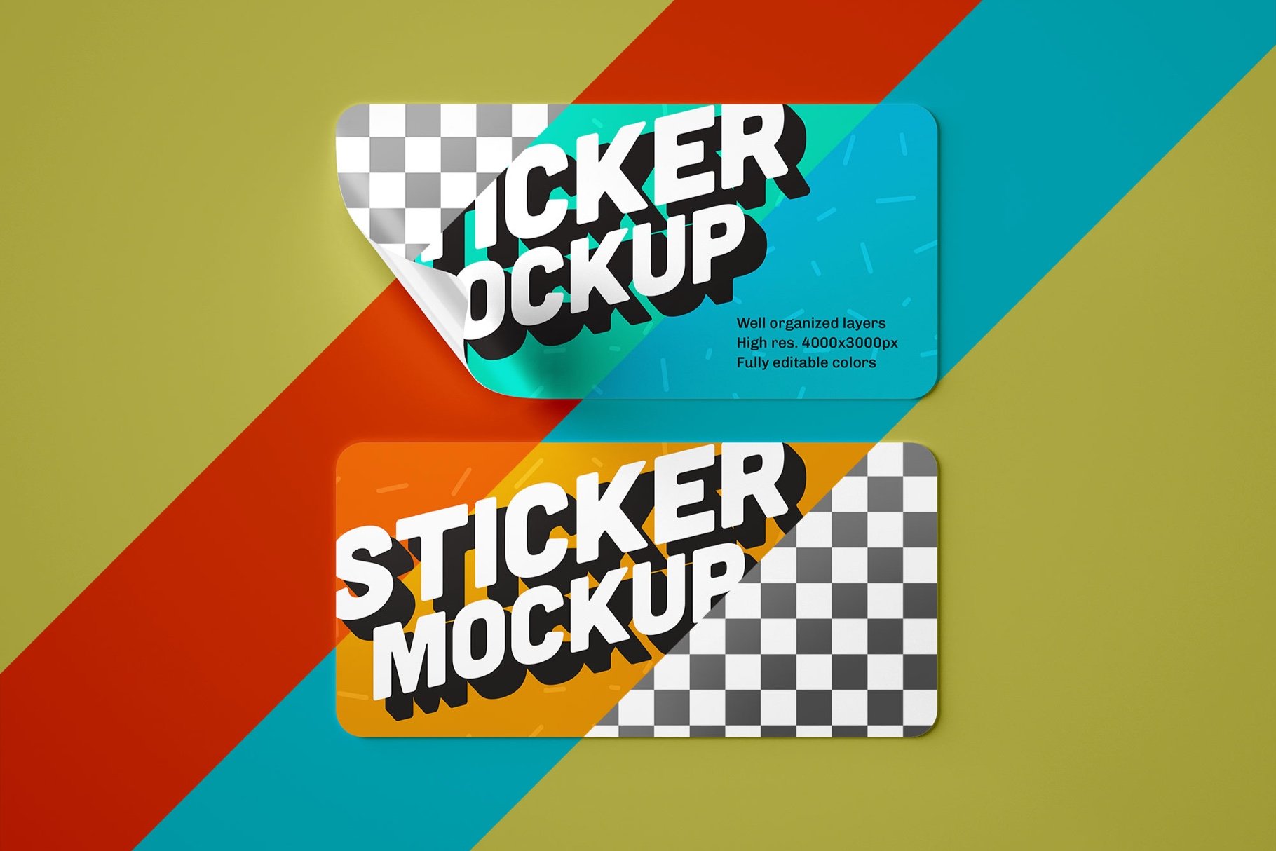 18款不干胶贴纸样机模板 Sticker Mockup Set_img_2