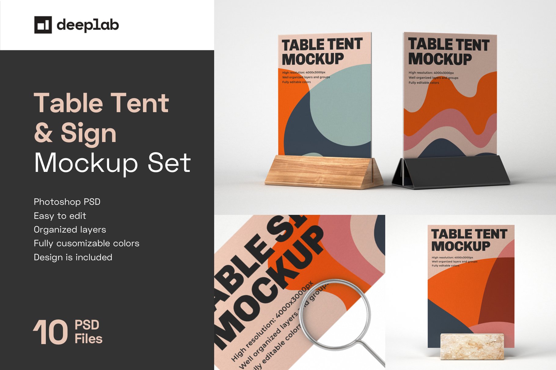 10款餐厅菜单展架PSD样机 Table Tent and Sign Mockup Set_img_2