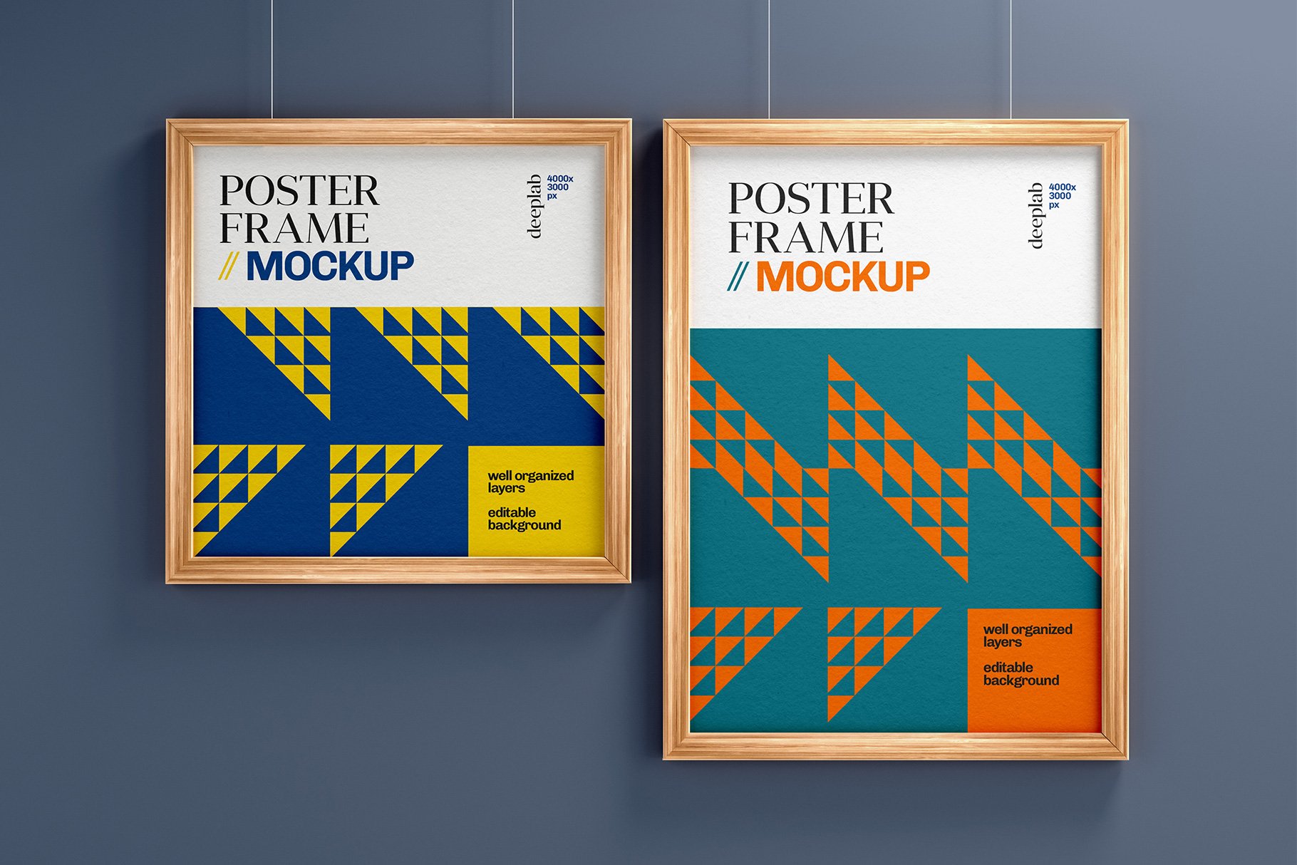 13款木框海报设计模拟展示样机 Wood Poster Mockup Set_img_2