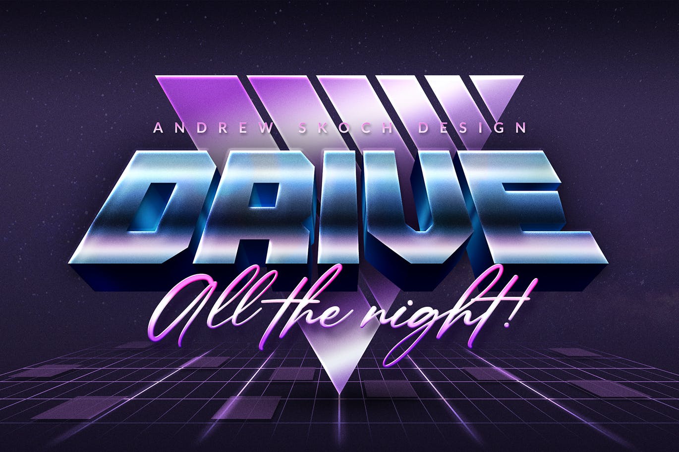 80年代复古多彩渐变金属立体文字样式 80s Style Text Effects_img_2