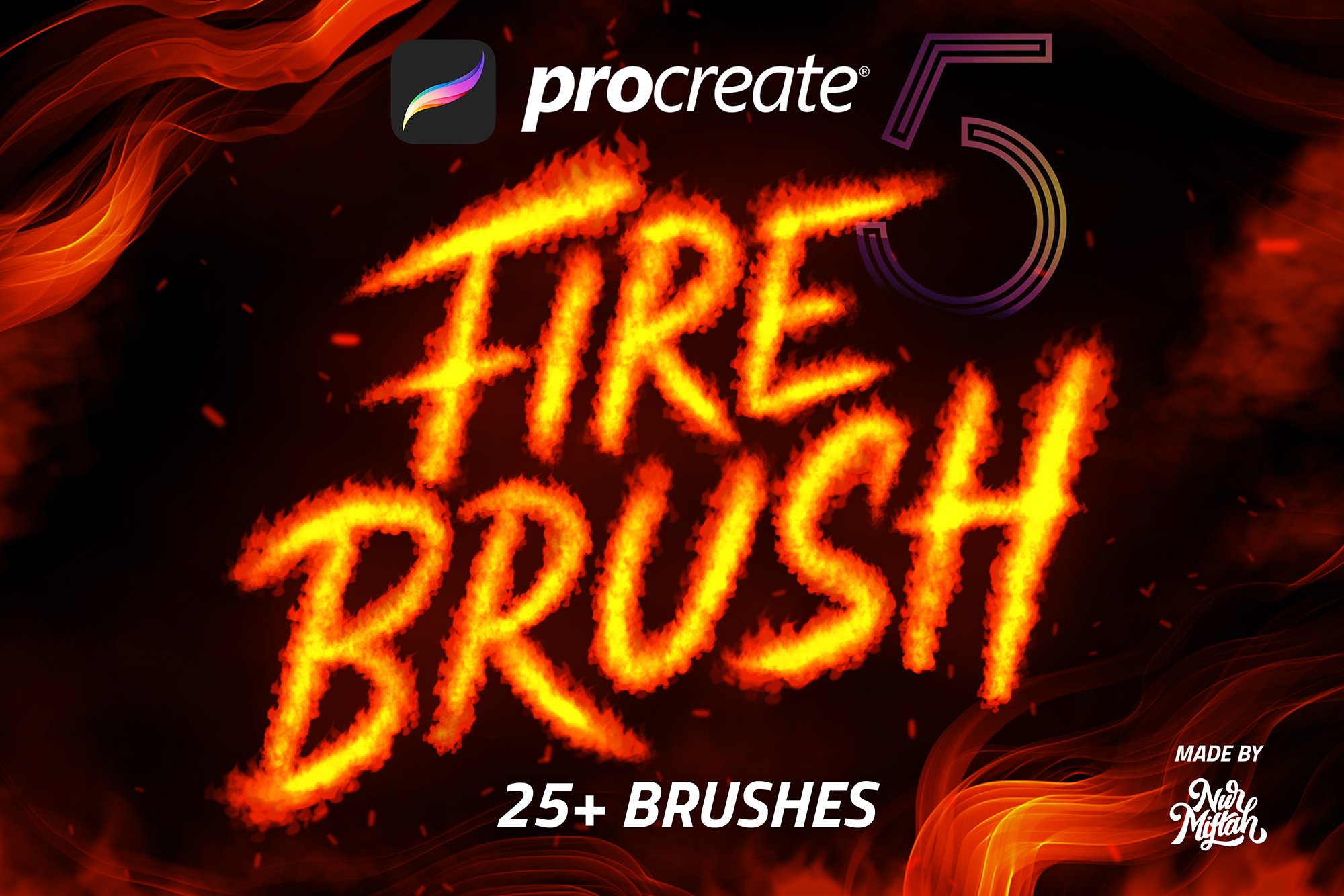 25款火焰燃烧效果笔刷素材 Procreate Fire Brush_img_2