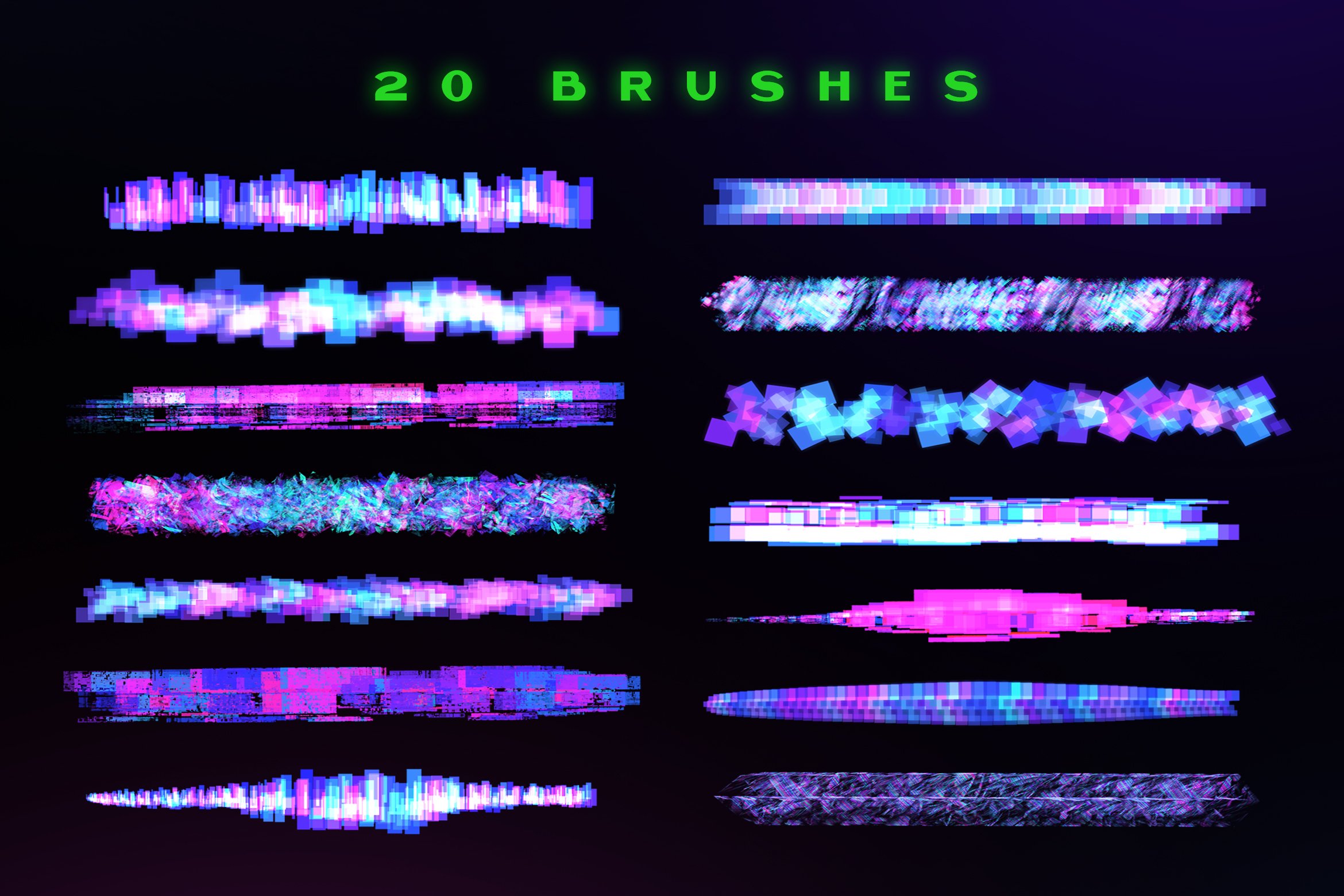 20款故障毛刺效果笔刷 Procreate Glitch Lettering Brushes_img_2