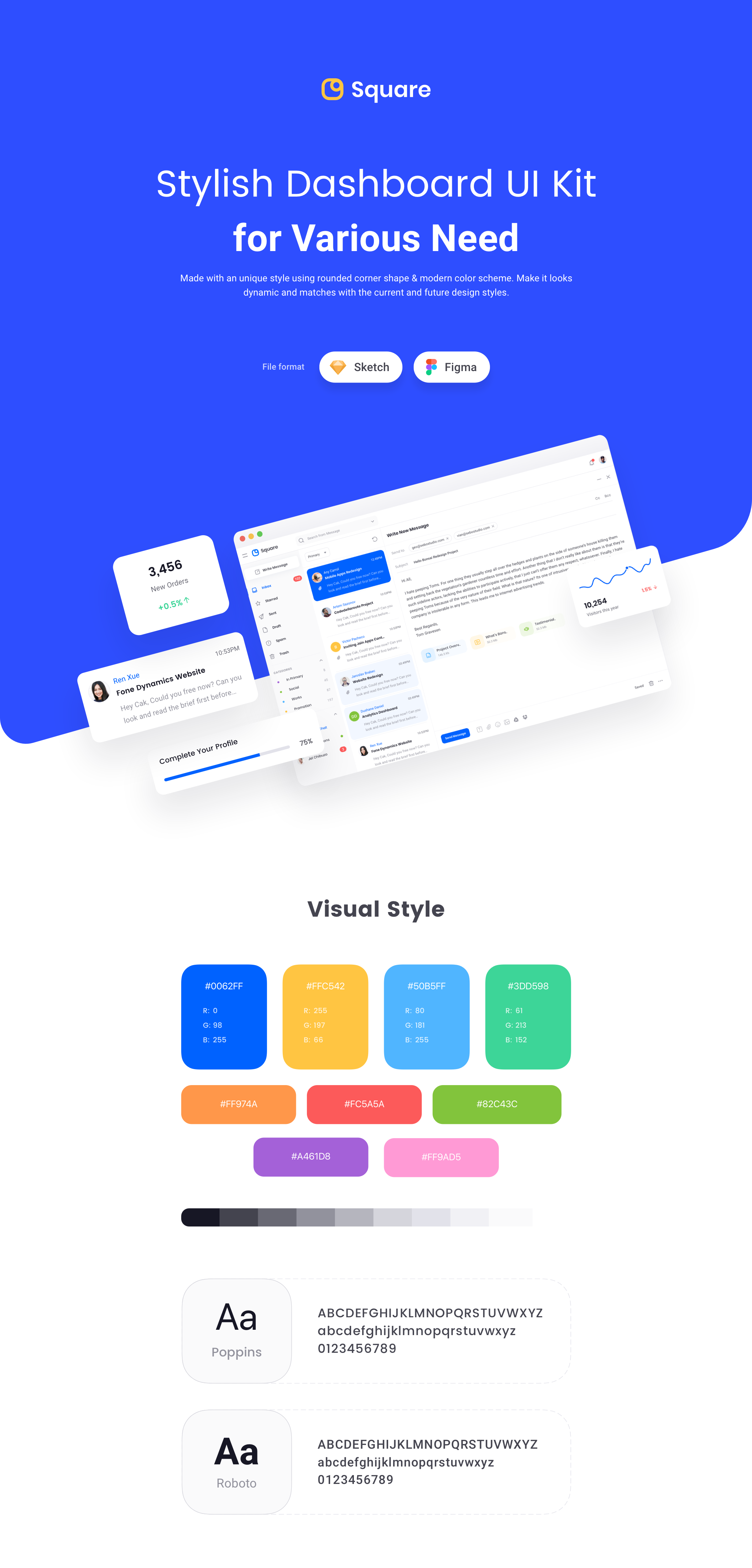 300个方形仪表盘UI界面设计套件素材 Square Dashboard UI Kit_img_2