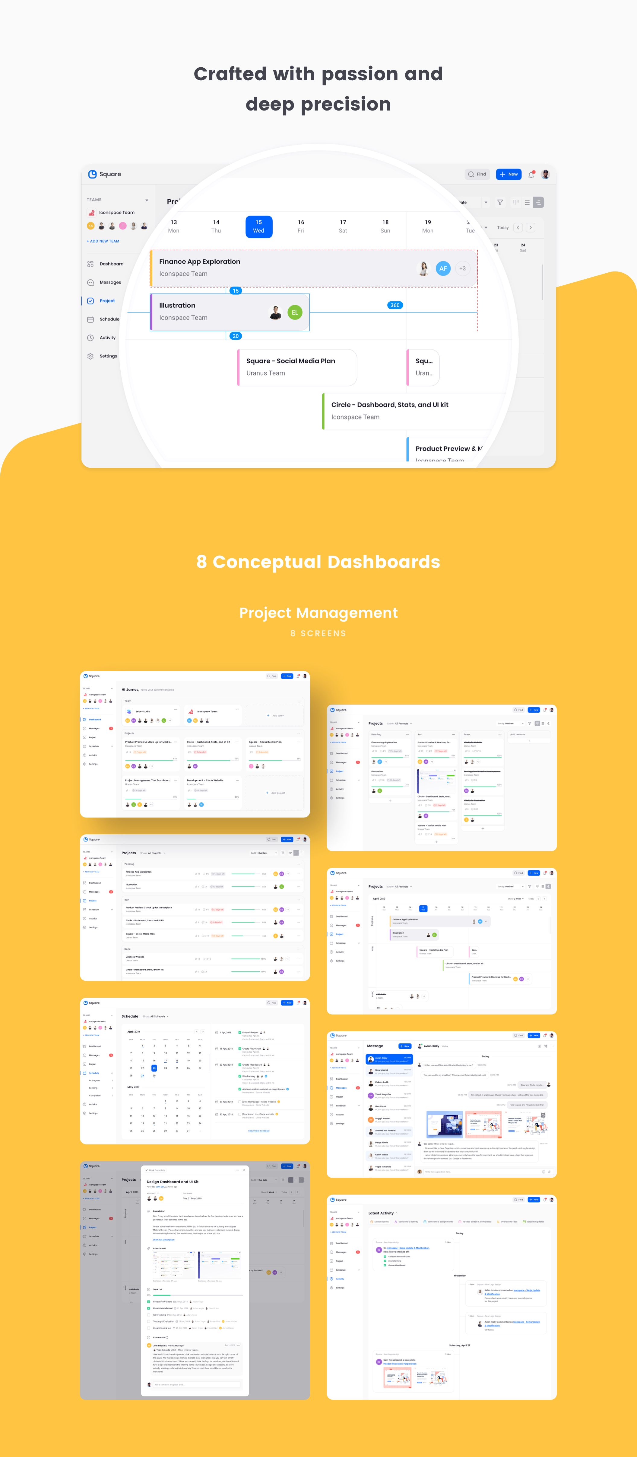 300个方形仪表盘UI界面设计套件素材 Square Dashboard UI Kit_img_2