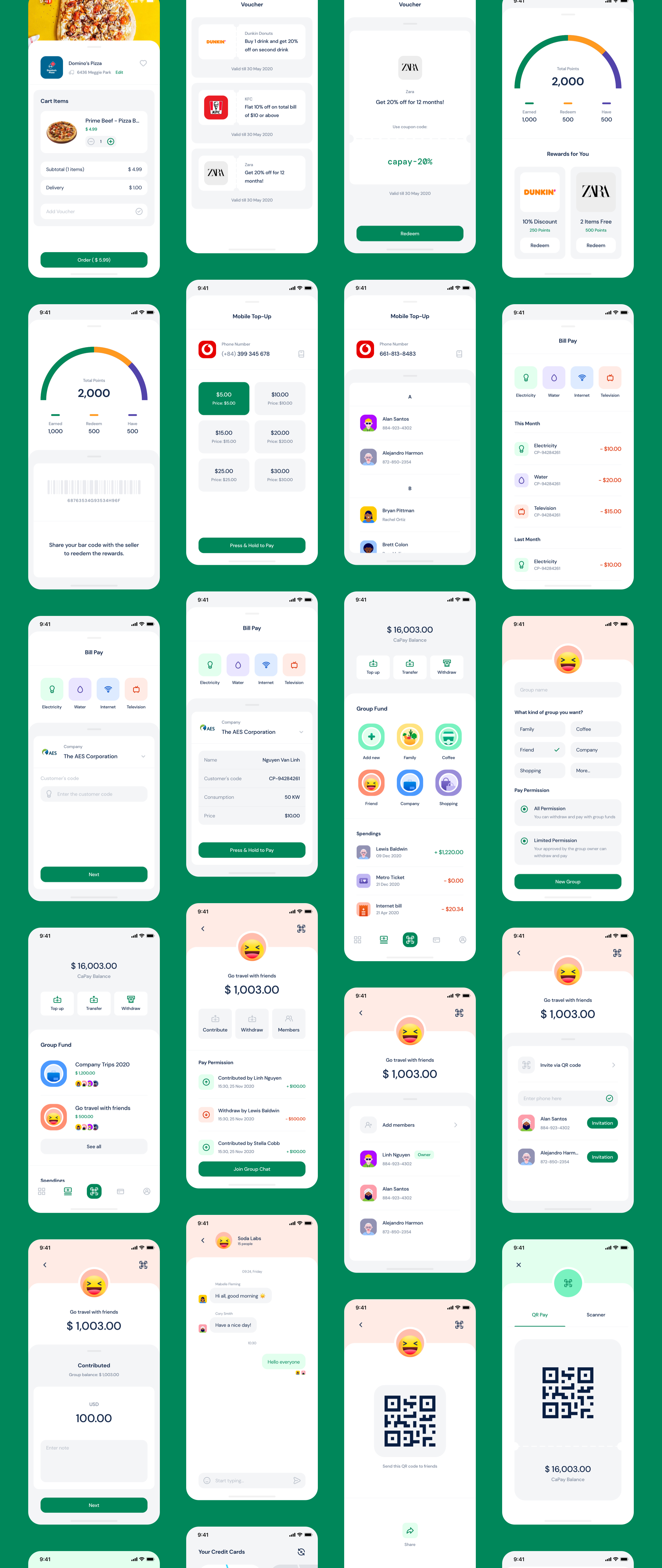 68个金融钱包APP应用UI界面设计套件 CaPay Wallet iOS UI Kit_img_2