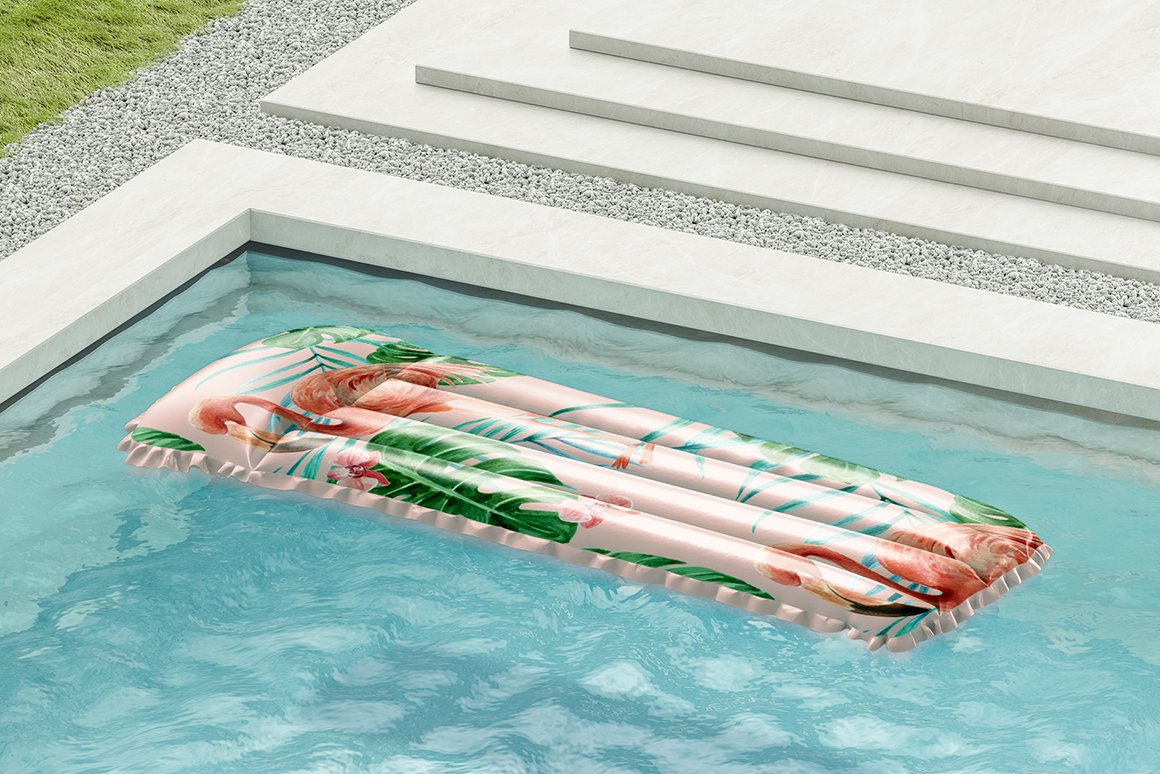 带隔离游泳气垫床垫样机模板 Swim Mattress Mockup_img_2