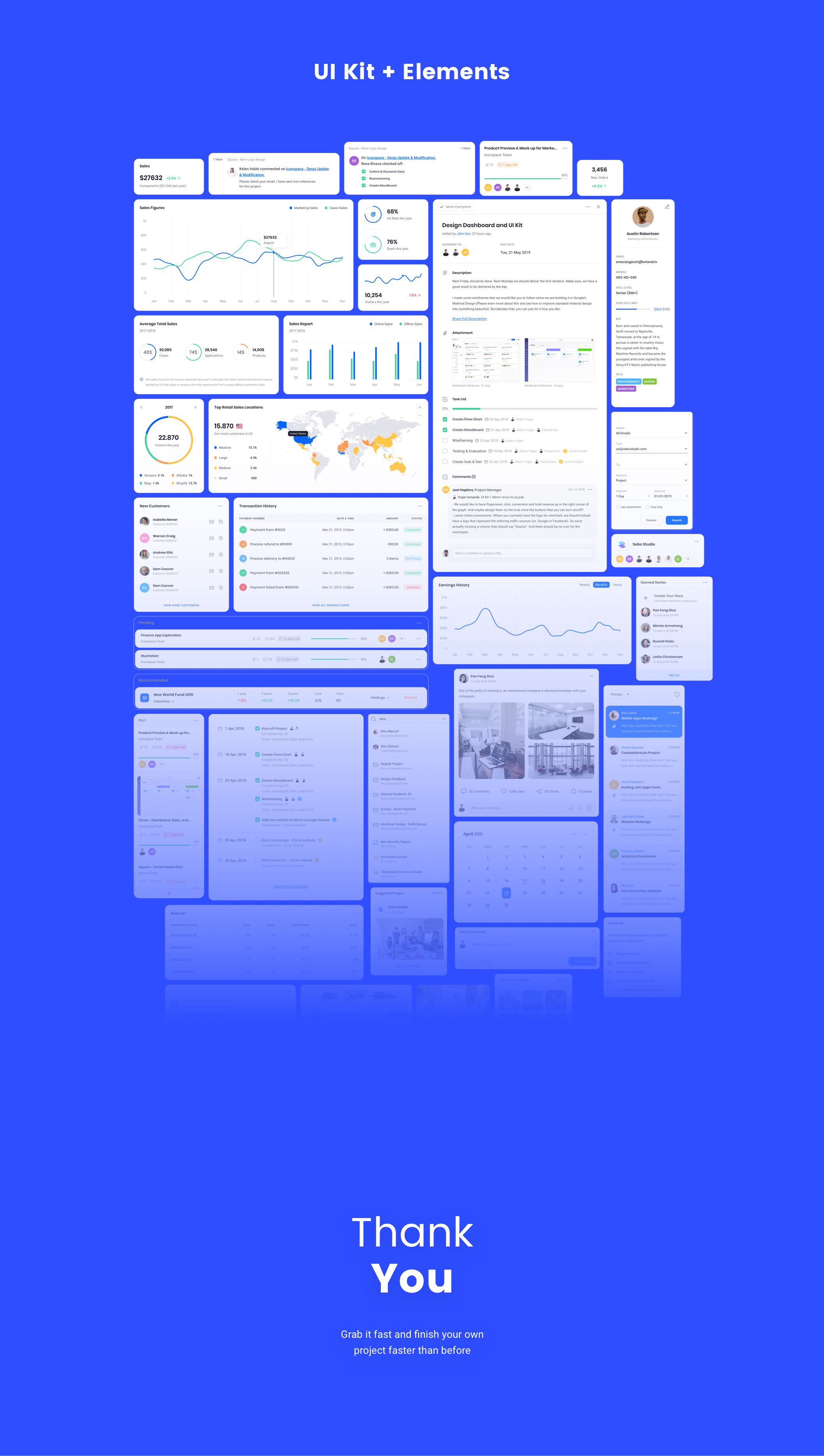 300个方形仪表盘UI界面设计套件素材 Square Dashboard UI Kit_img_2