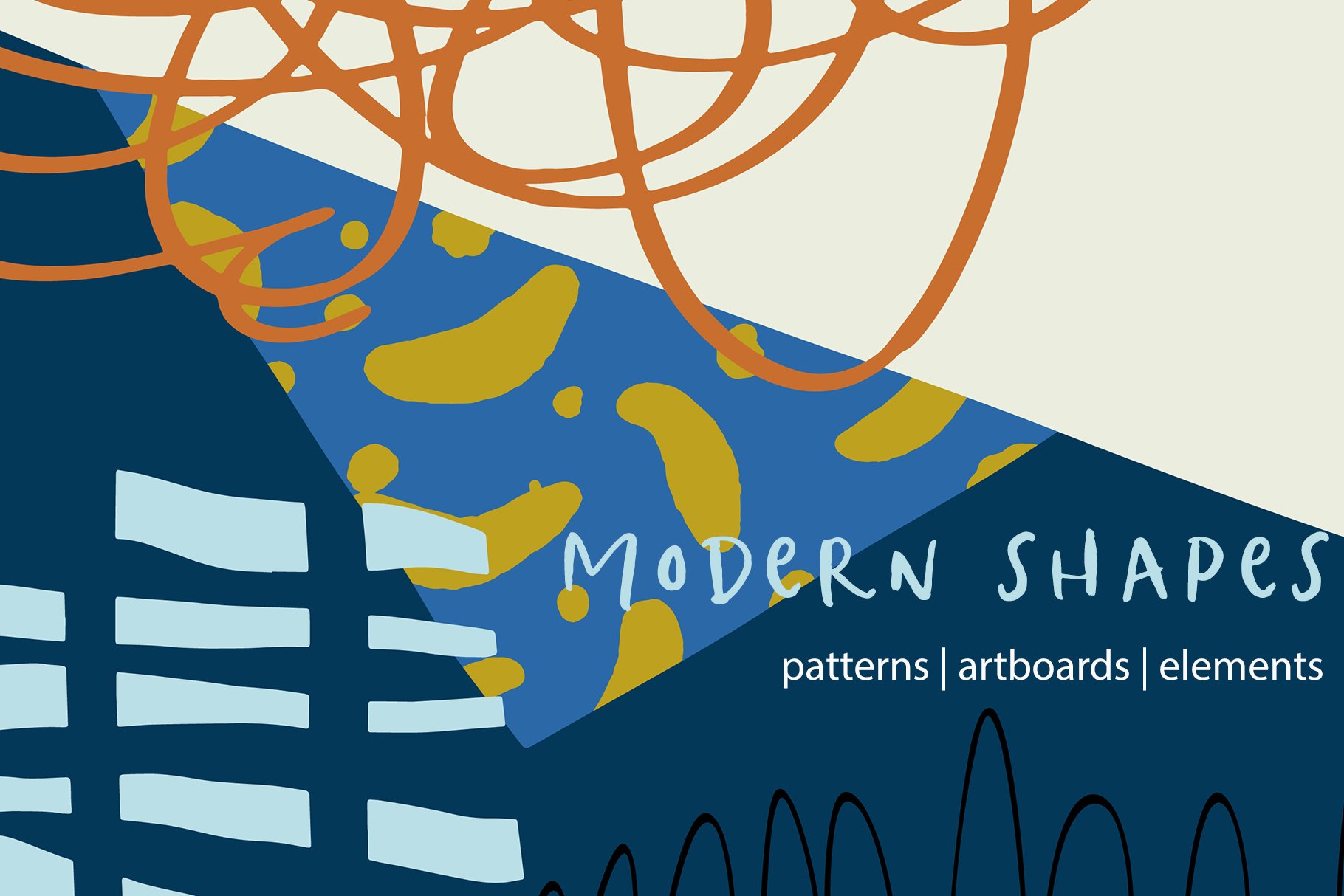 100多个抽象无缝隙矢量图形素材 Modern Shapes Patterns & Artboards_img_2