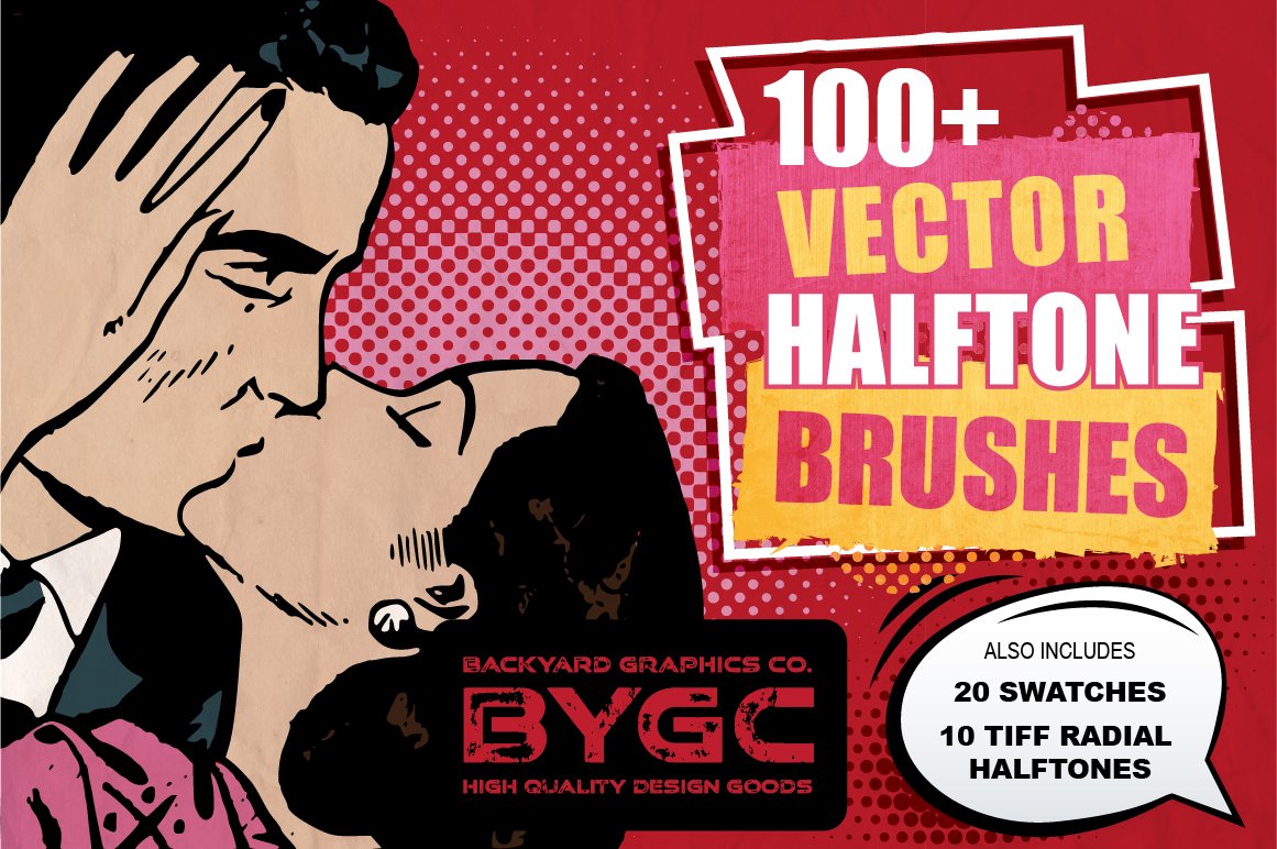 Heartfelt Halftone Vector Brushes 100多个复古半调纹理矢量笔刷素材_img_2