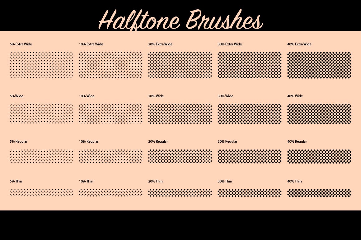 Heartfelt Halftone Vector Brushes 100多个复古半调纹理矢量笔刷素材_img_2