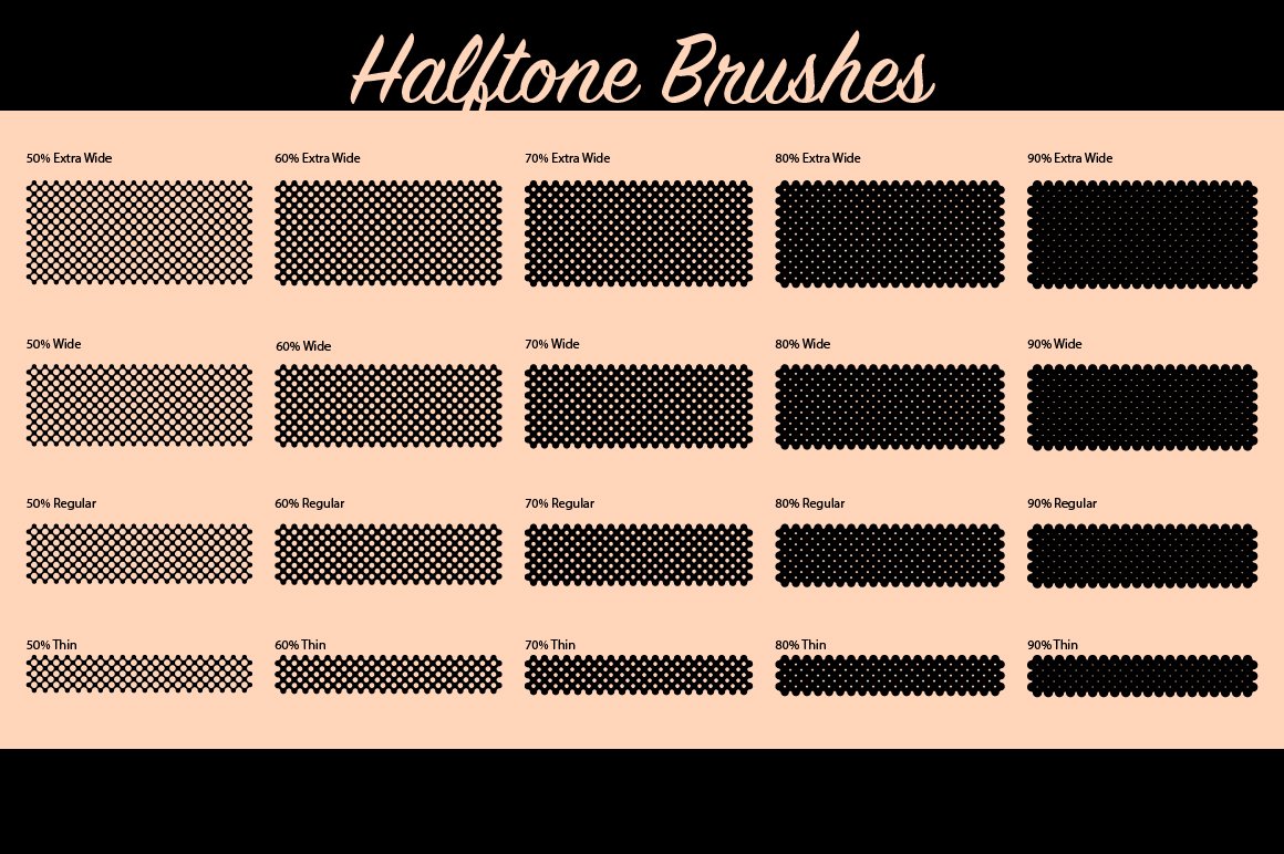 Heartfelt Halftone Vector Brushes 100多个复古半调纹理矢量笔刷素材_img_2