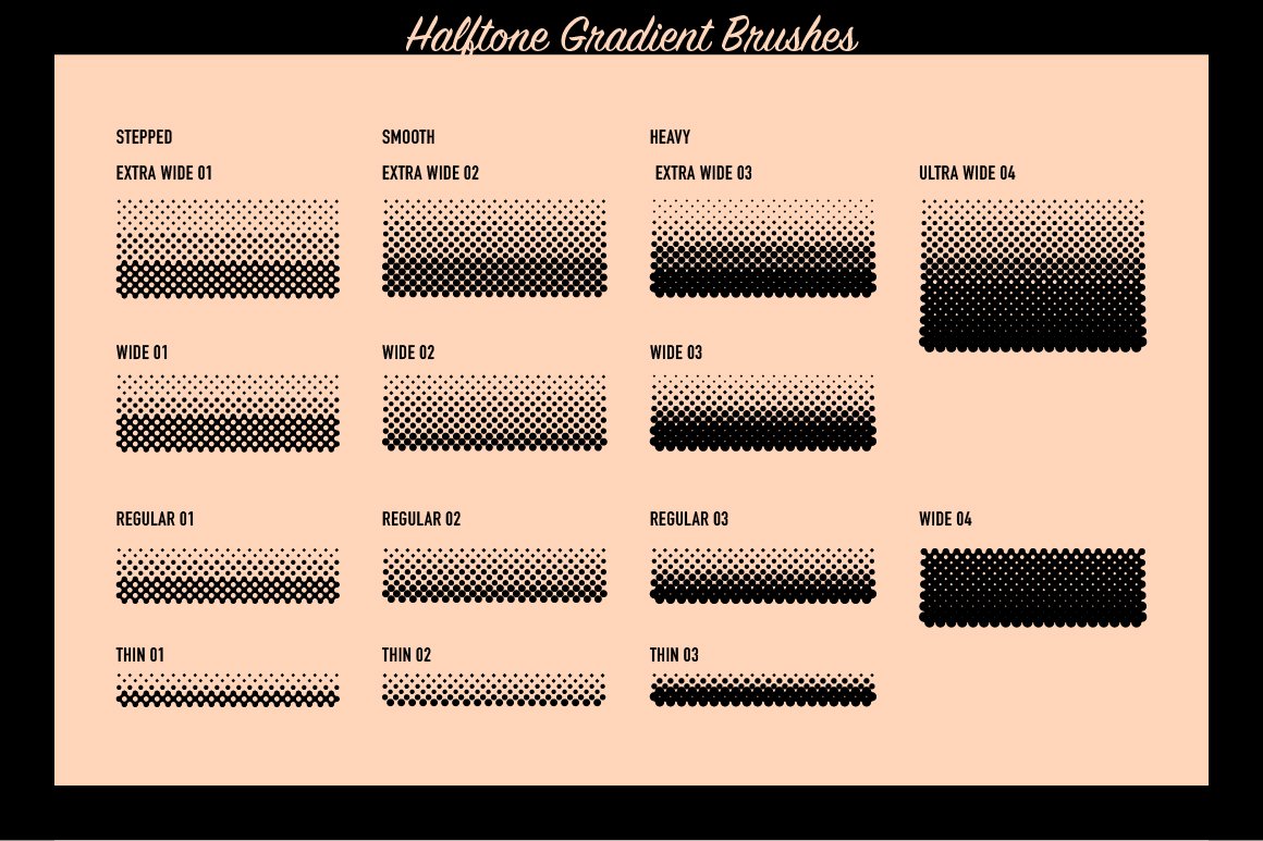 Heartfelt Halftone Vector Brushes 100多个复古半调纹理矢量笔刷素材_img_2