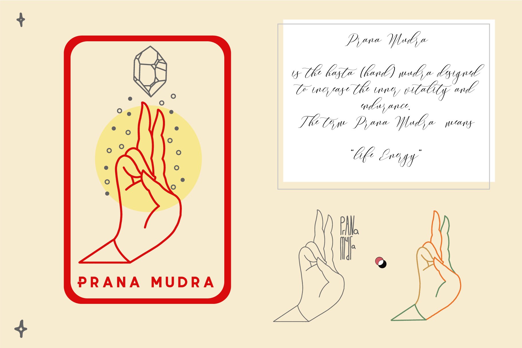 10款瑜伽手势元素矢量插画素材 10 Mudras & Logo Pack_img_2