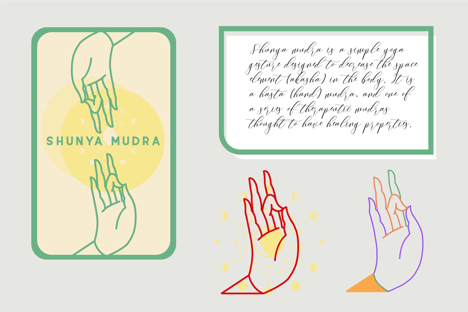 10款瑜伽手势元素矢量插画素材 10 Mudras & Logo Pack_img_2