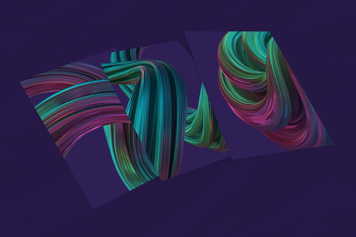 20款抽象扭曲多彩波浪立体PNG图形素材 Abstract 3D Rendering of Twisted Shapes_img_2