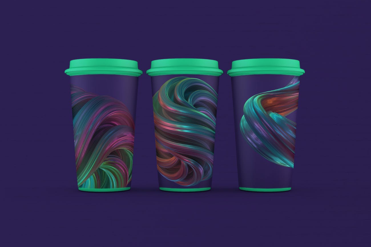 20款抽象扭曲多彩波浪立体PNG图形素材 Abstract 3D Rendering of Twisted Shapes_img_2