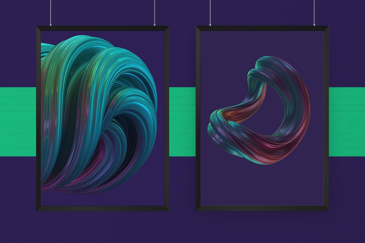20款抽象扭曲多彩波浪立体PNG图形素材 Abstract 3D Rendering of Twisted Shapes_img_2