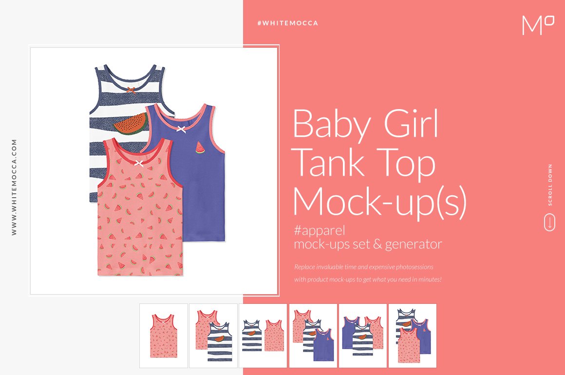 女孩背心吊带设计样机模板 Baby Girl Tank Top Mockups Set_img_2