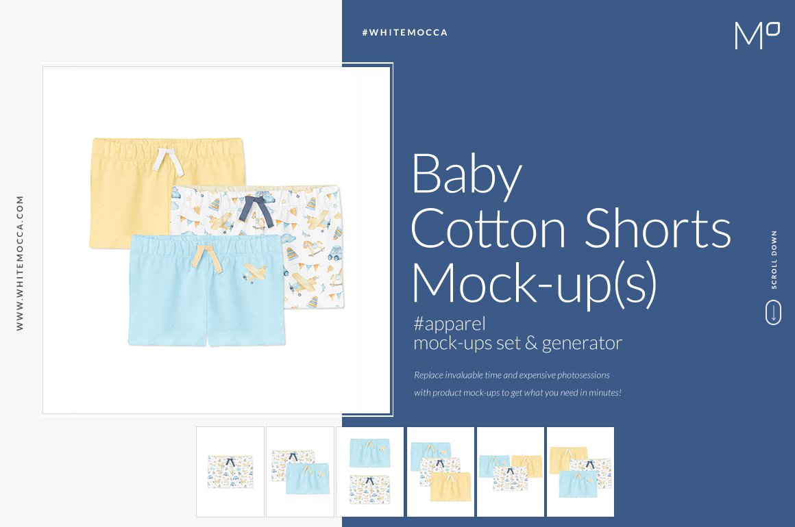 婴儿棉裤短裤样机模板 Baby Cotton Shorts Mockups Set_img_2