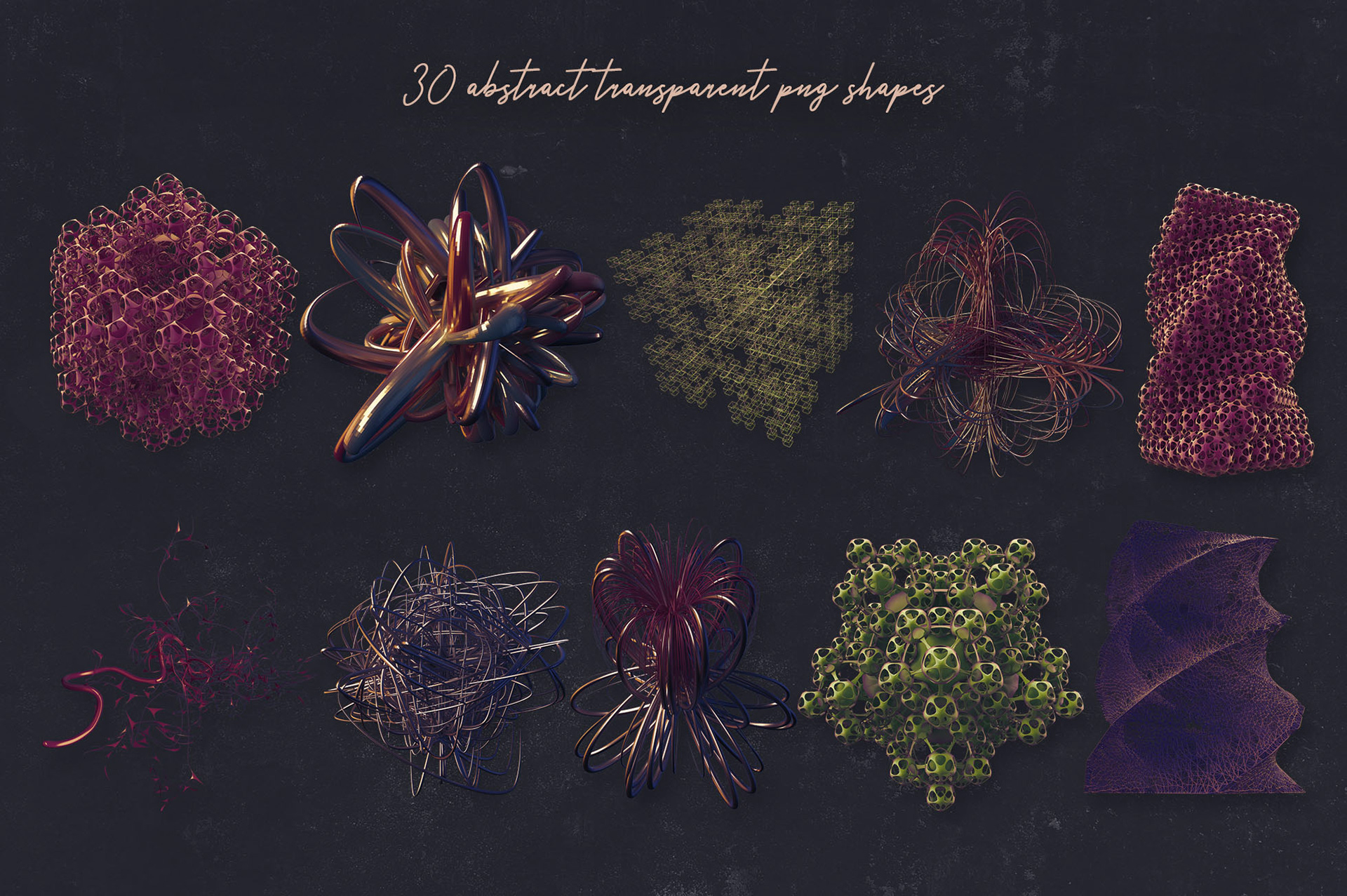 30个创意抽象科幻3D图形纹理素材 3D Abstract Shapes 15_img_2