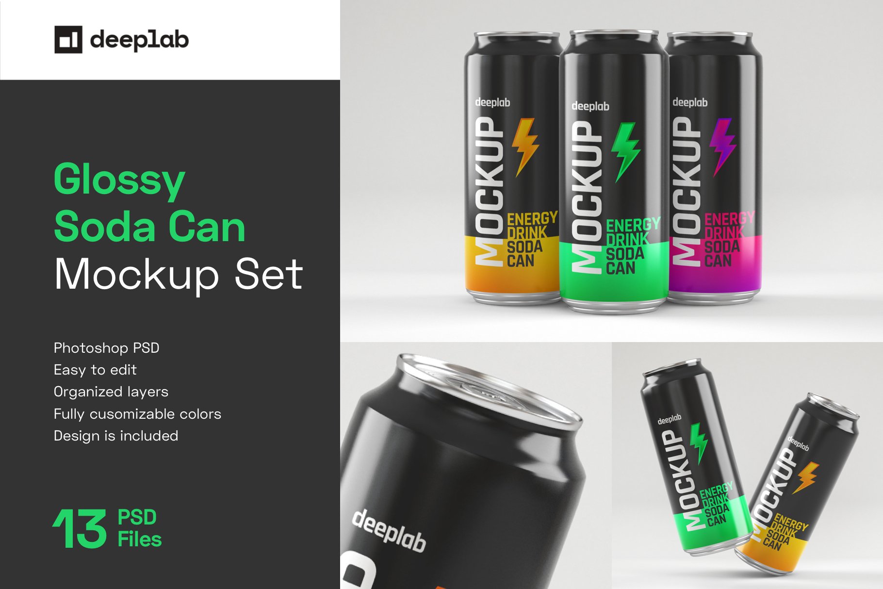 13款饮料汽水易拉罐包装样机模板 Glossy Soda Can Mockup Set_img_2