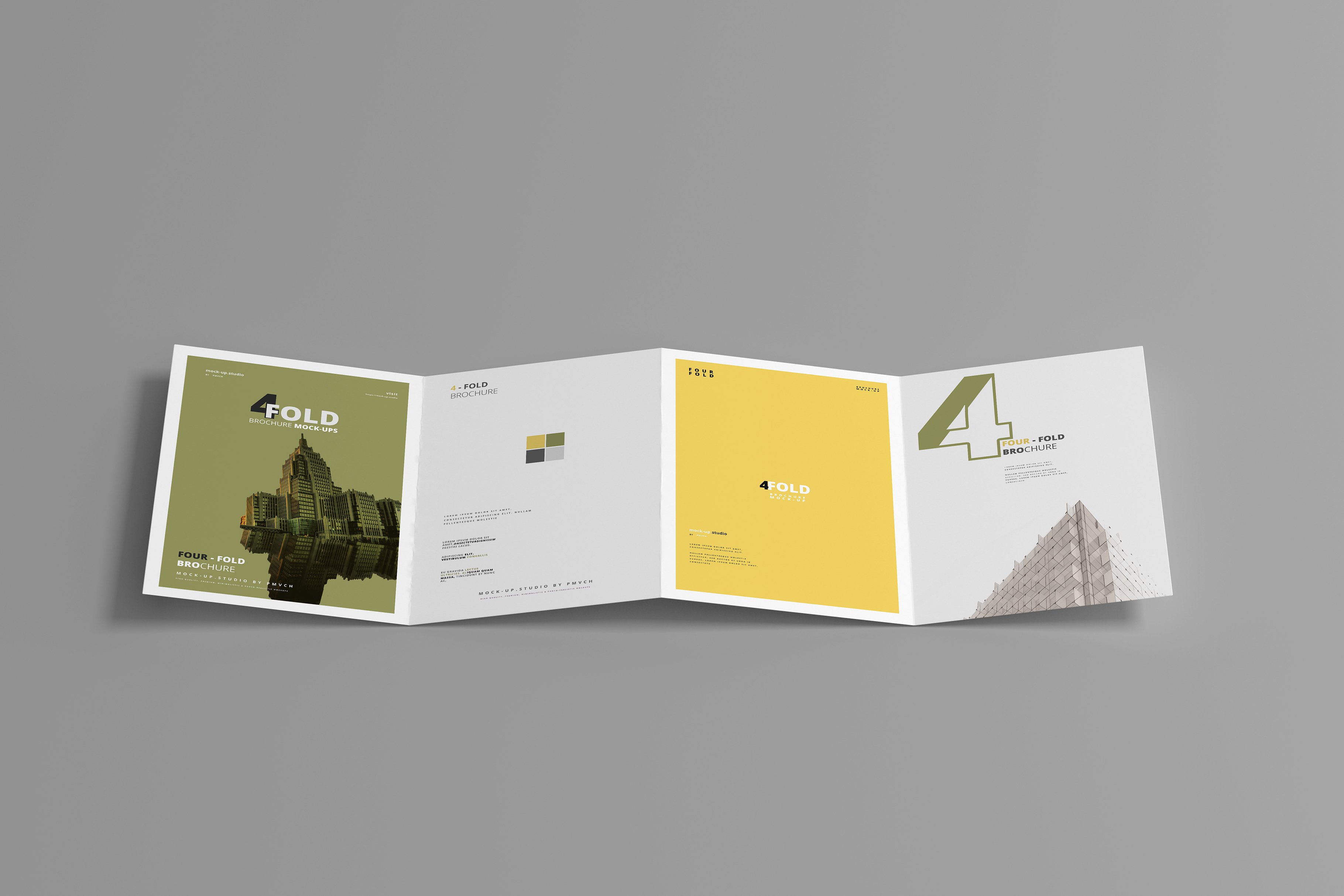 逼真A4四折页小册子设计展示样机模板 A4 Four Fold Brochure Mockups_img_2