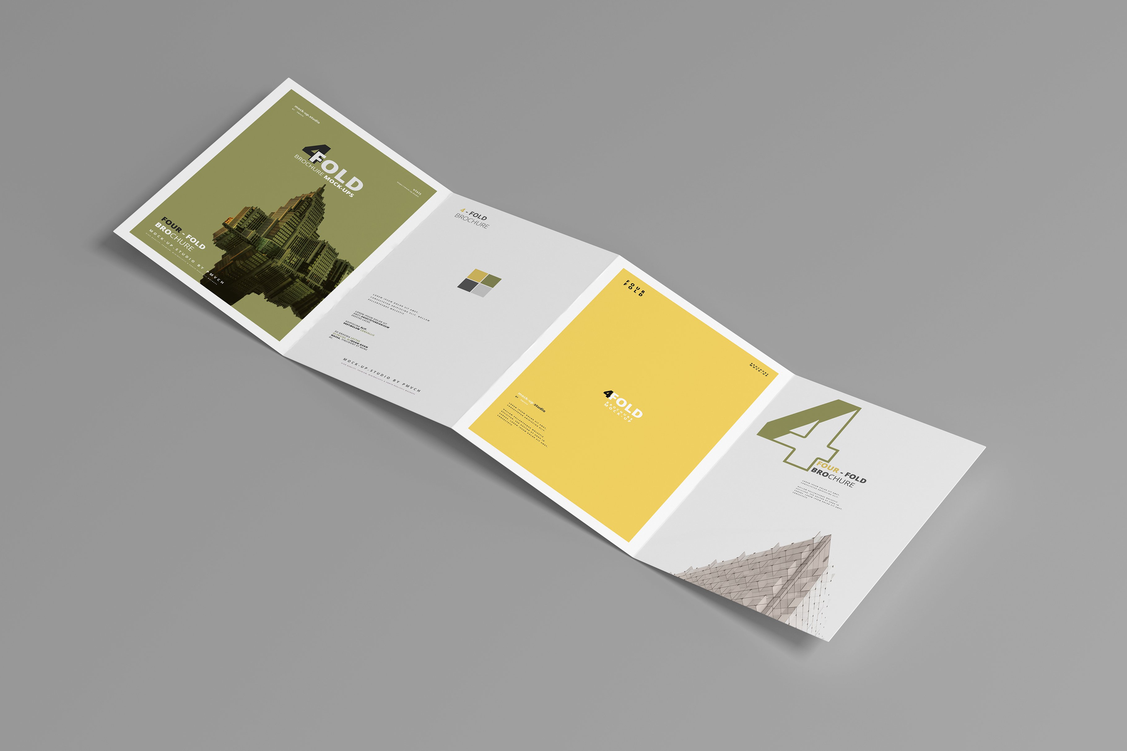 逼真A4四折页小册子设计展示样机模板 A4 Four Fold Brochure Mockups_img_2