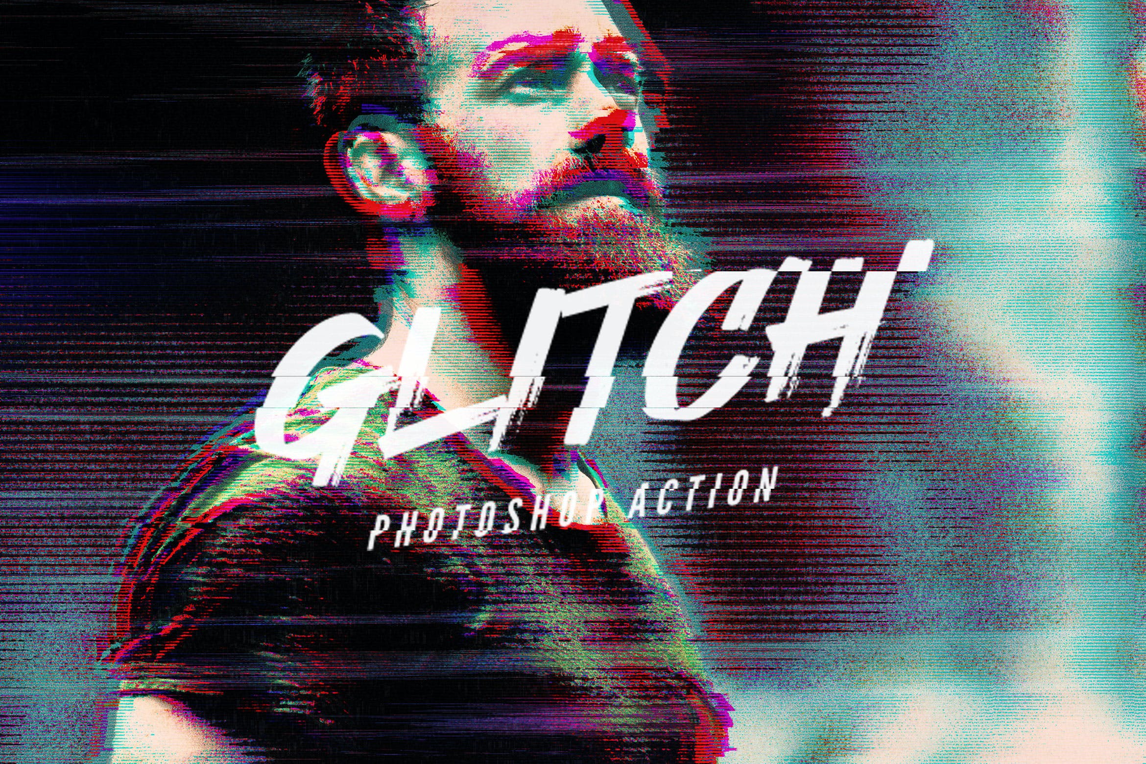 扭曲毛刺故障风照片后期处理PS动作 VHS Glitch Photoshop Action_img_2