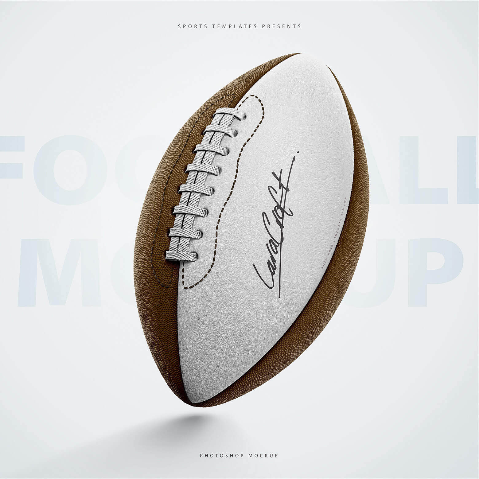 美式足球橄榄球设计展示样机模板 American Football Ball Mockup_img_2