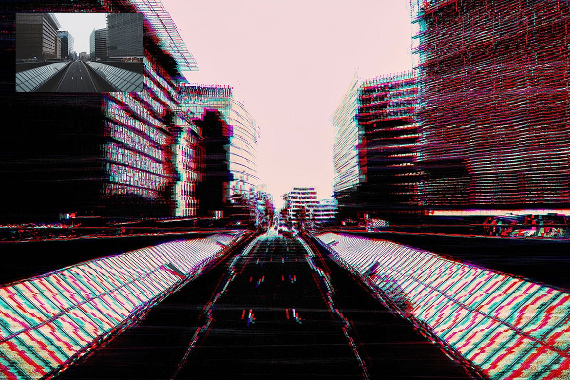 扭曲毛刺故障风照片后期处理PS动作 VHS Glitch Photoshop Action_img_2