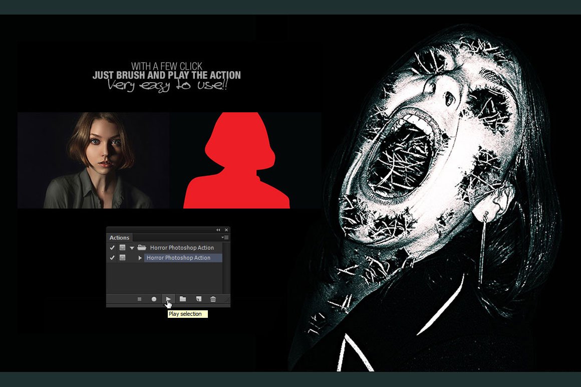 恐怖人像照片后期处理PS动作 Horror Photoshop Action_img_2