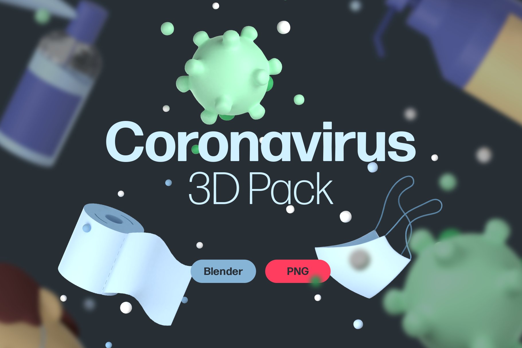 8款彩色卡通3D立体防疫抗病毒主题插画图标素材合集 Coronavirus 3D Pack_img_2