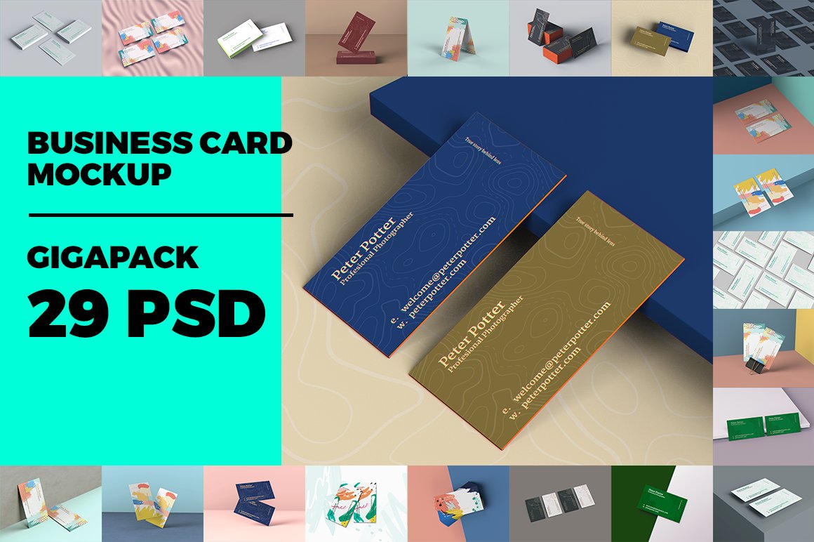 29款商务名片PSD样机模板 Business Card Mockup GigaPack_img_2