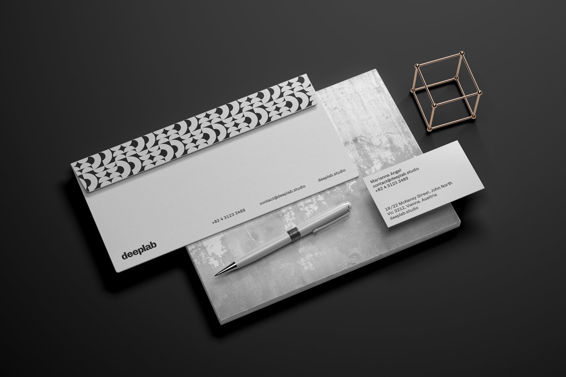 典雅品牌VI设计办公用品样机 Elegant Stationery Branding Mockup_img_2