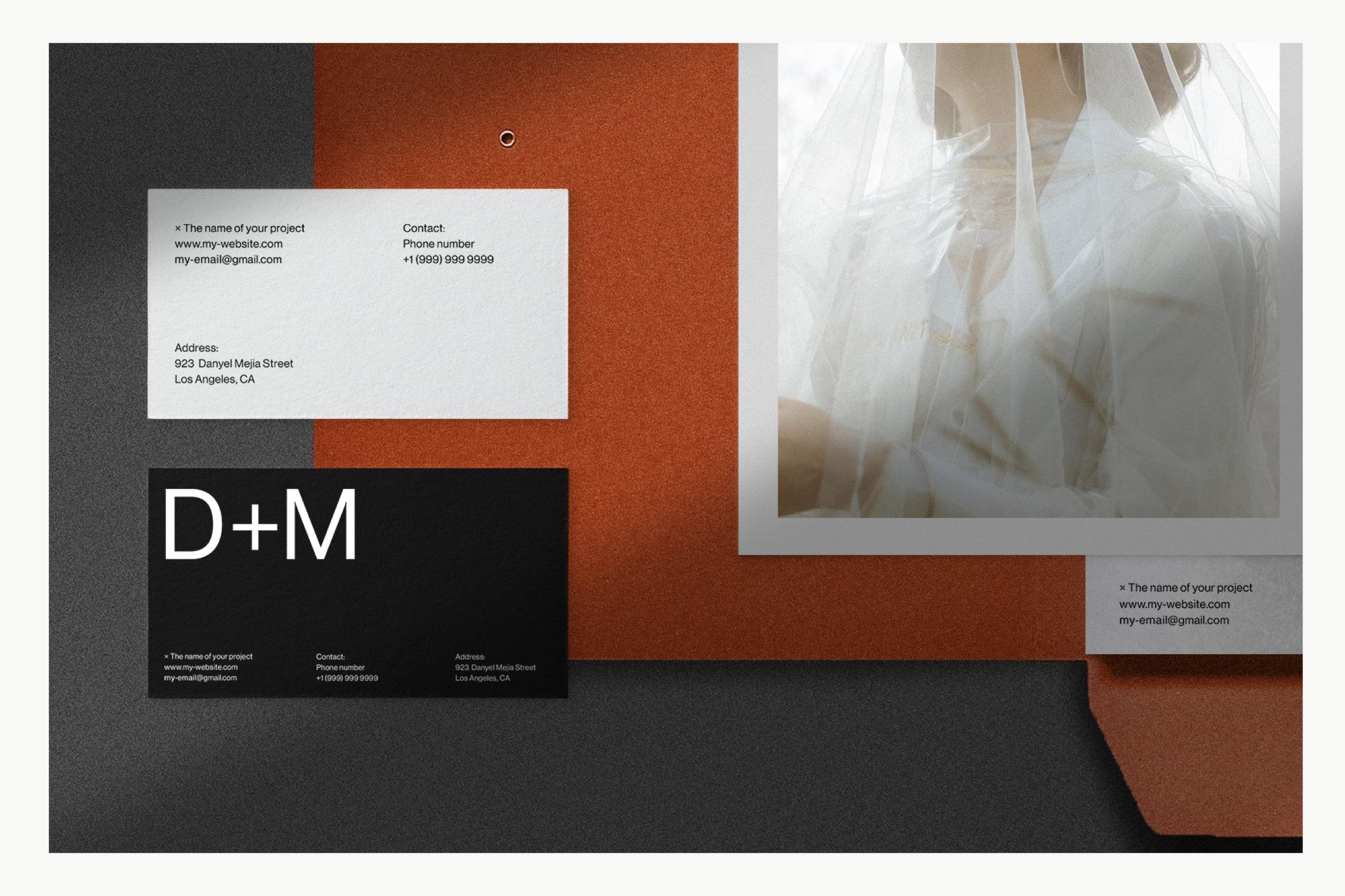 带阴影文件夹名片办公用品样机模板 Folder Stationery Branding Mockup_img_2