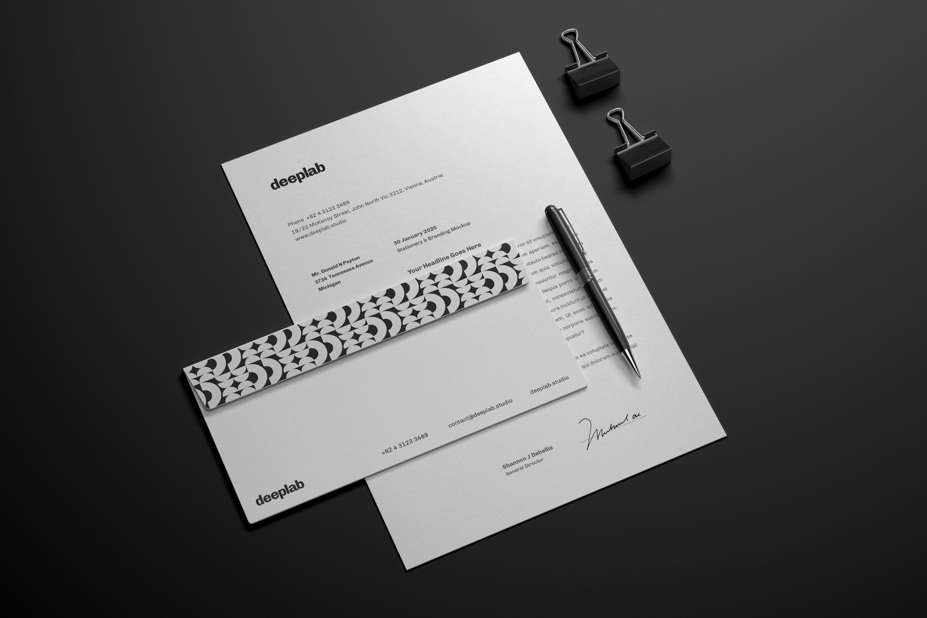 典雅品牌VI设计办公用品样机 Elegant Stationery Branding Mockup_img_2