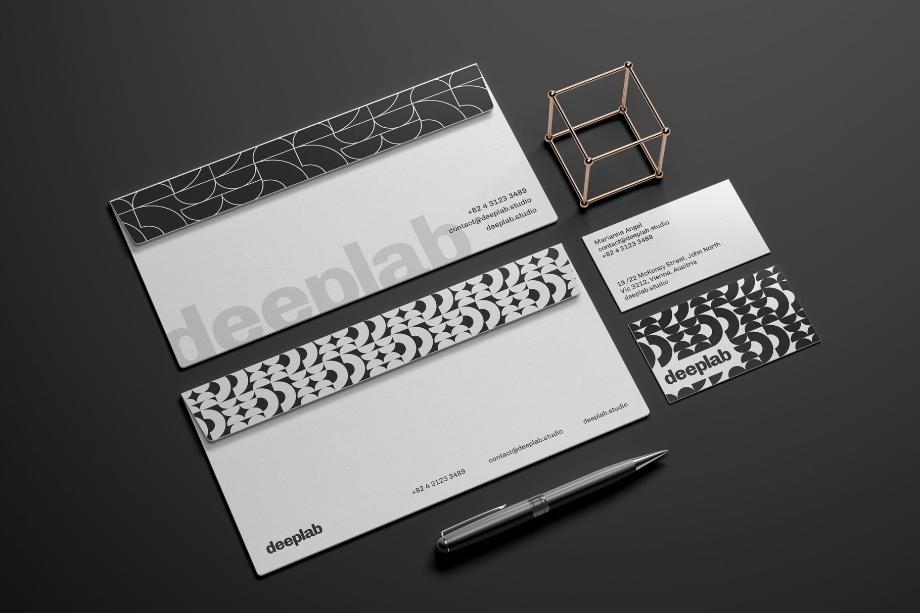 典雅品牌VI设计办公用品样机 Elegant Stationery Branding Mockup_img_2