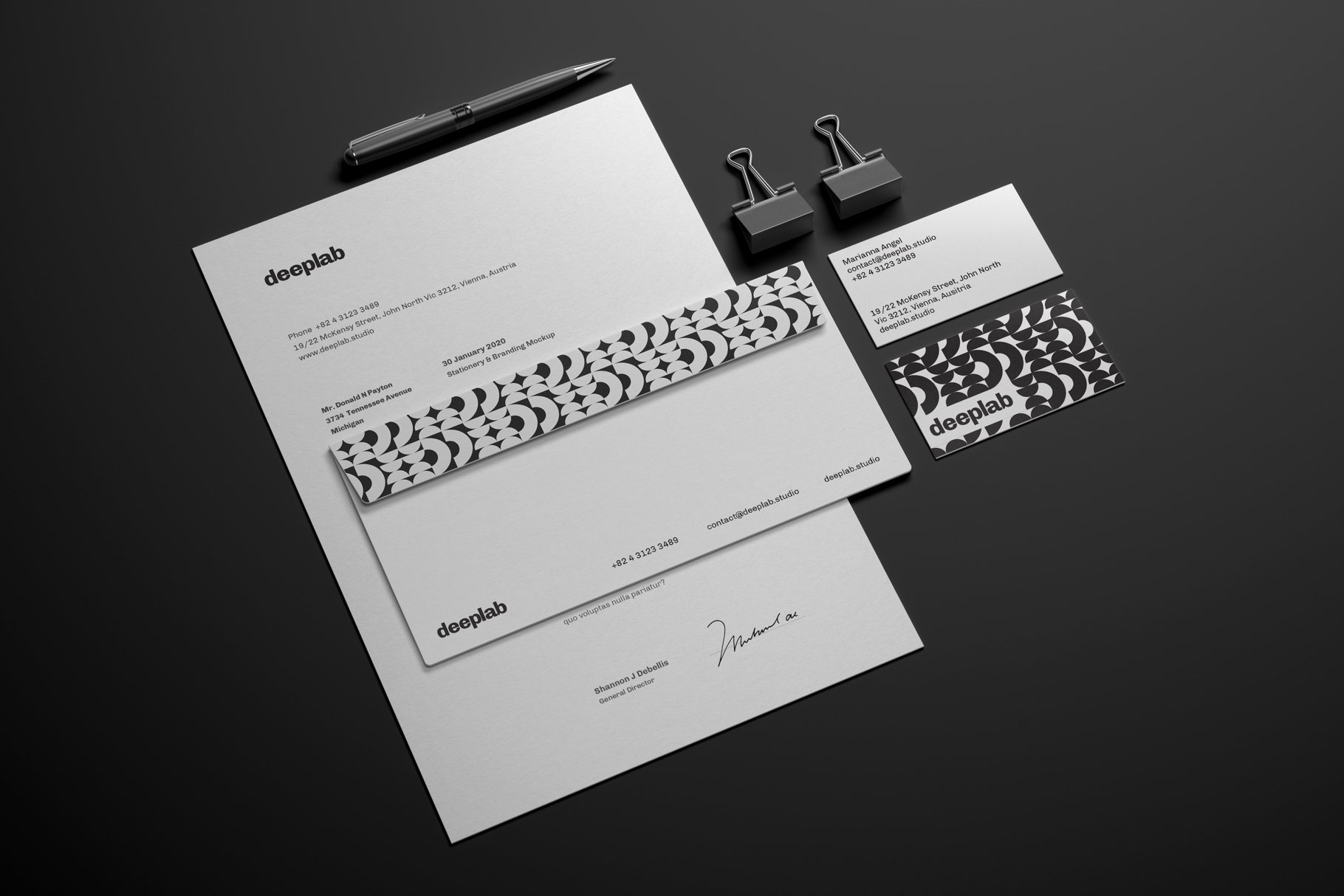 典雅品牌VI设计办公用品样机 Elegant Stationery Branding Mockup_img_2