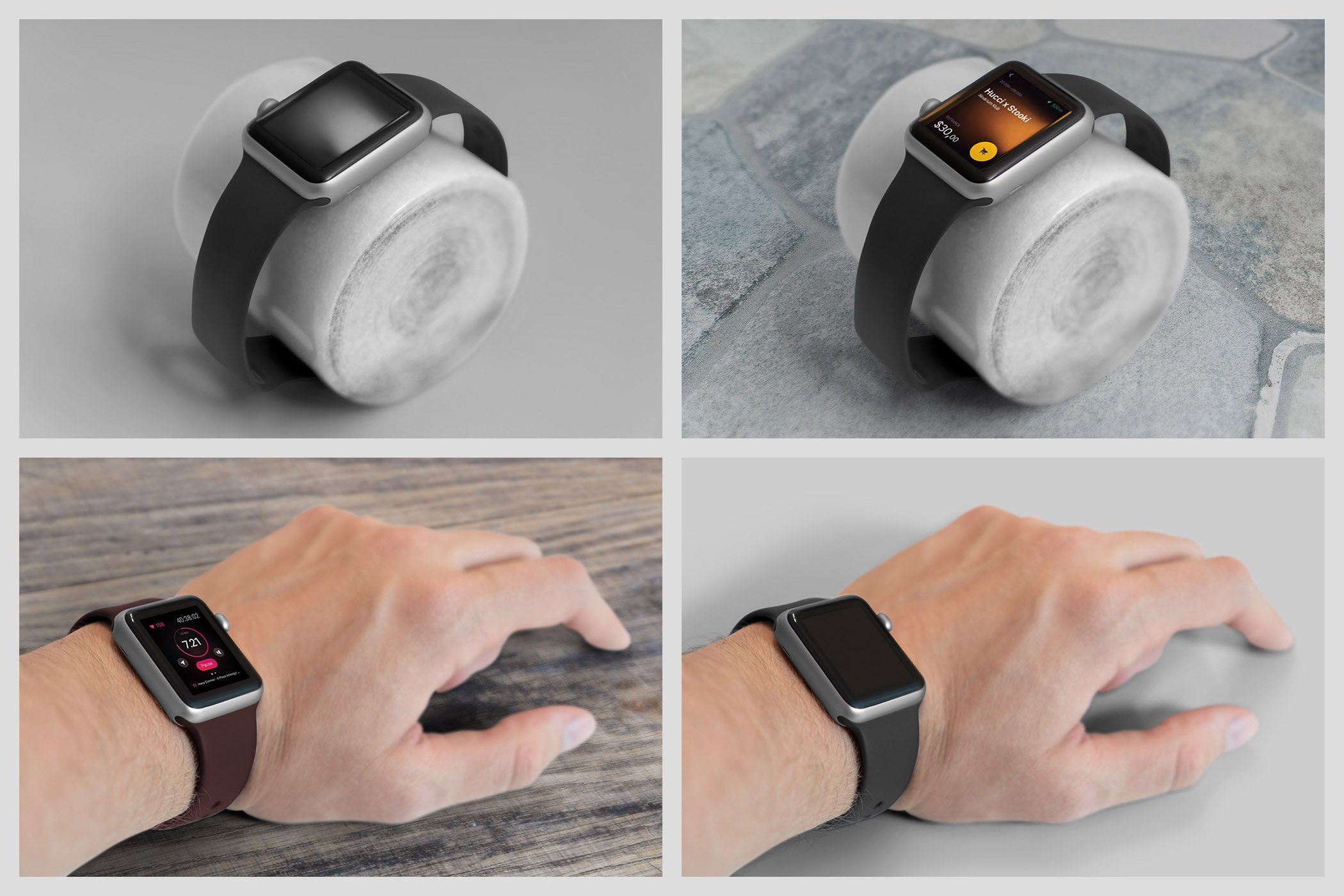 8款智能手表屏幕展示样机模板 Realistic Smart Watch Mockups_img_2