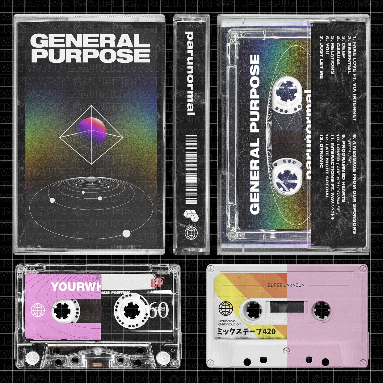 潮流复古磁带包装盒样机模板 Complete Cassette Tape Mockups_img_2