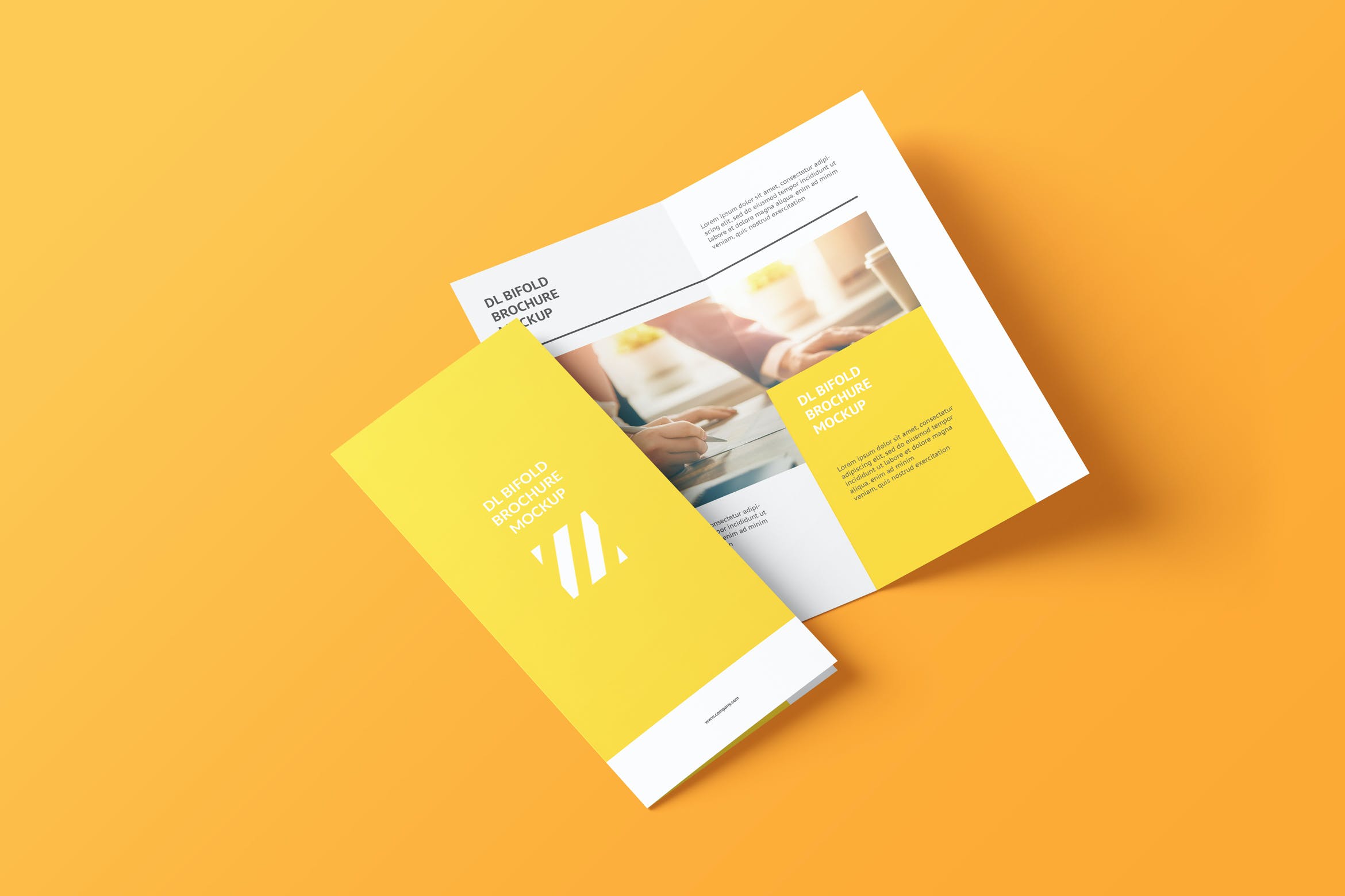 8款两折页小册子设计样机模板 DL Bi-fold Brochure Mockup_img_2