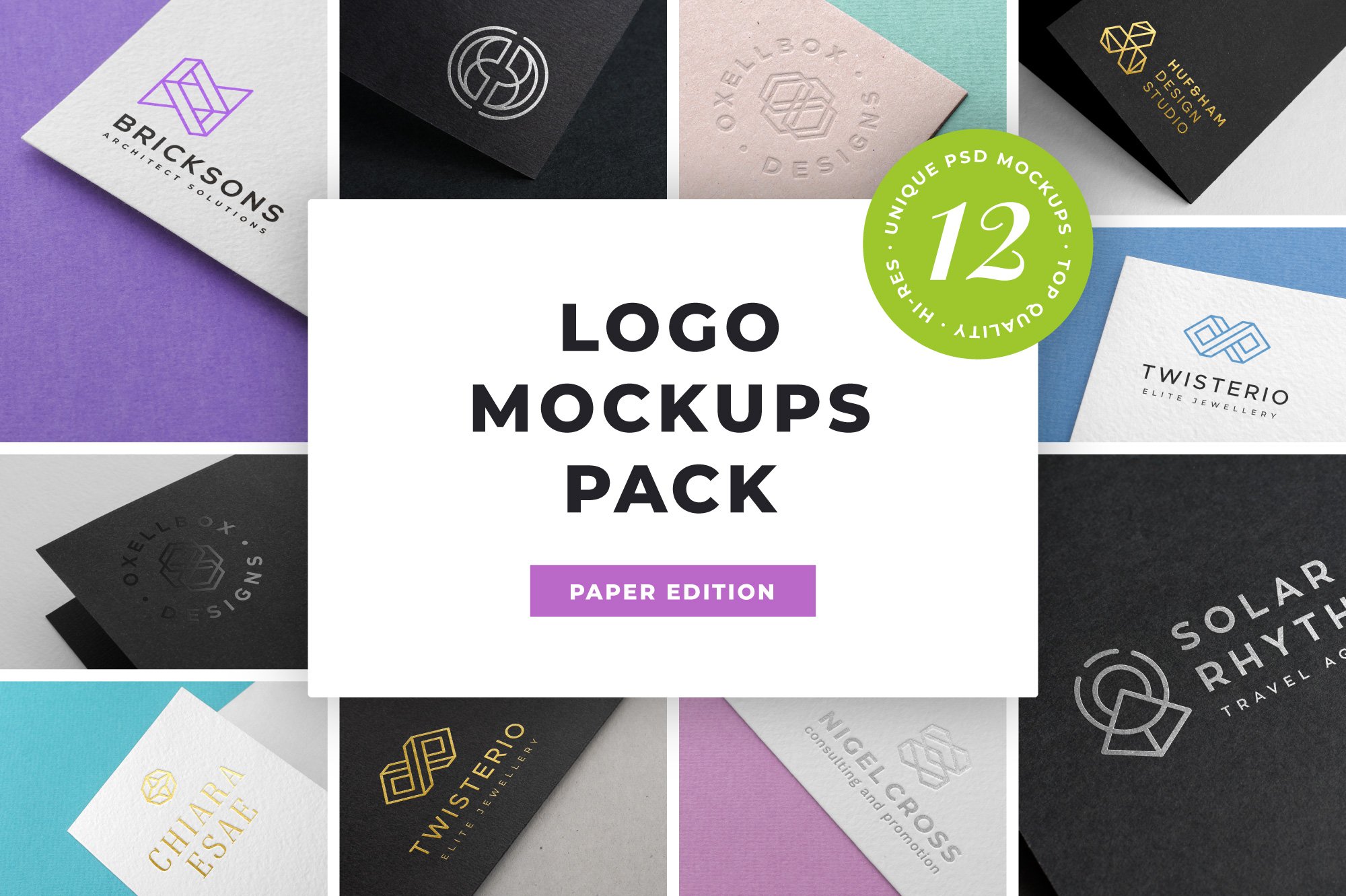 12款纸质压印效果标志样机模板 Logo Mockup Pack. Paper Edition_img_2