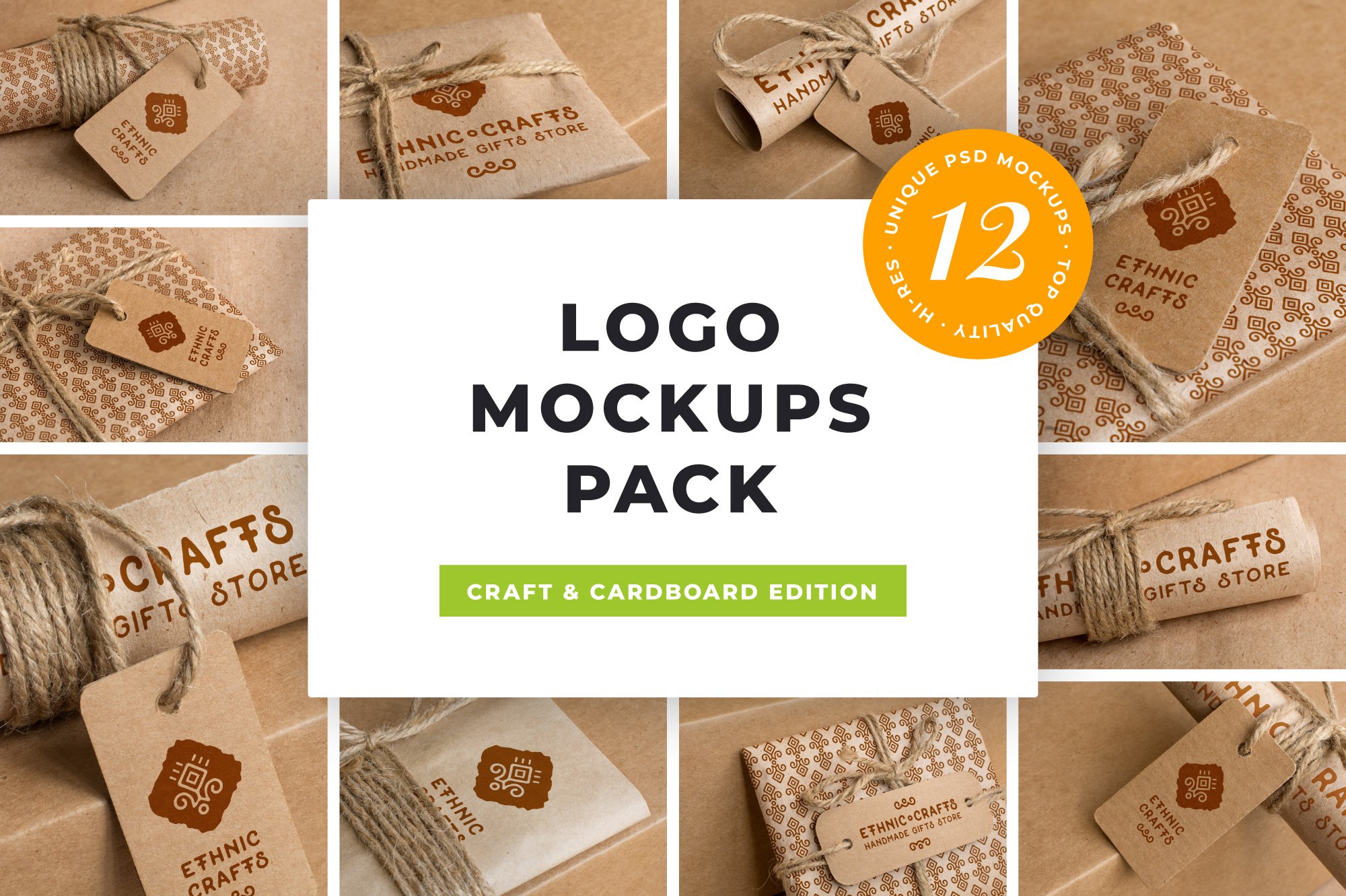 12款新潮牛皮纸效果标志LOGO展示样机模板 Logo Mockup Pack. Craft Edition_img_2