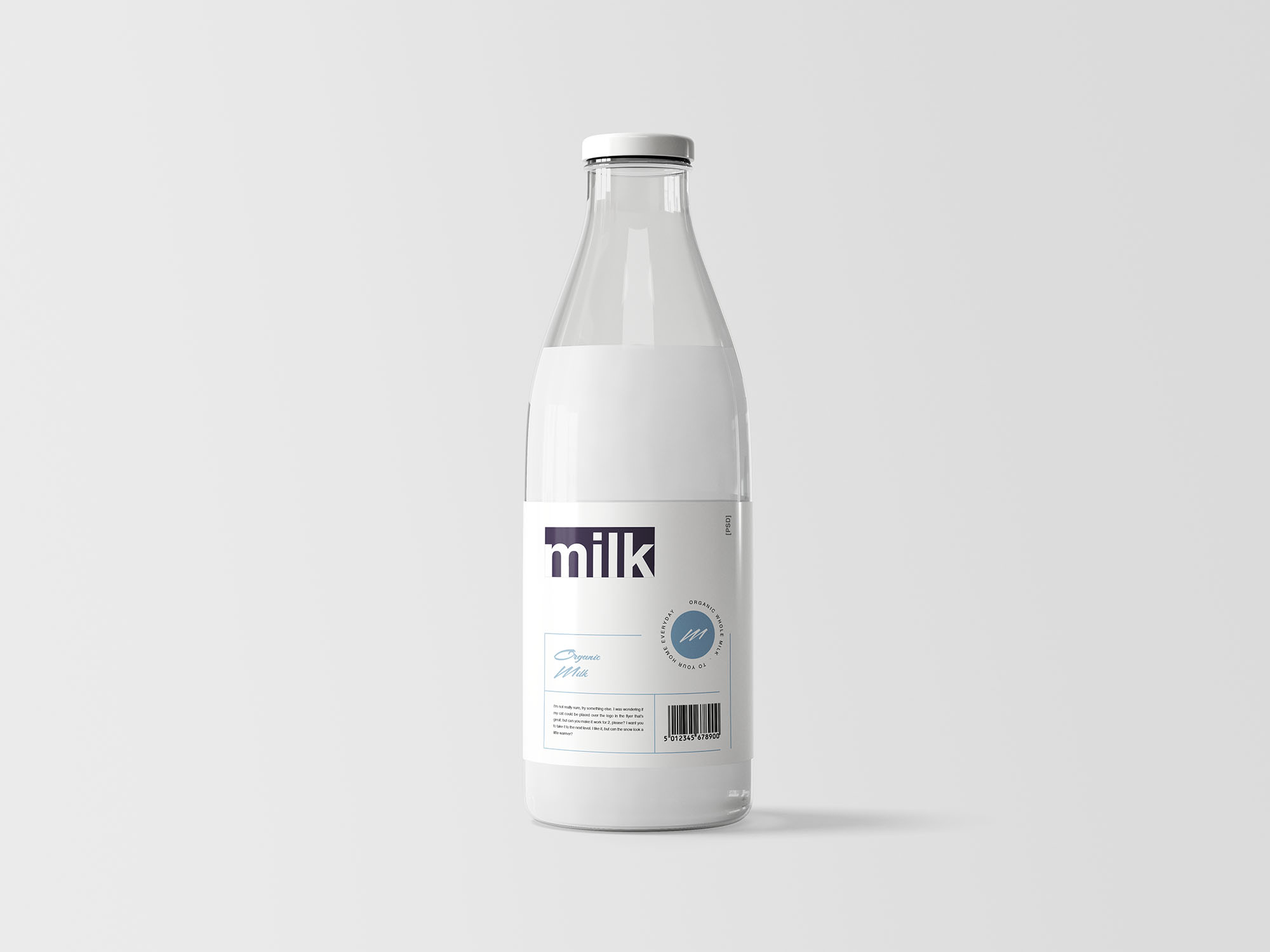 透明玻璃牛奶瓶样机模板 Milk Bottle Mockup_img_2