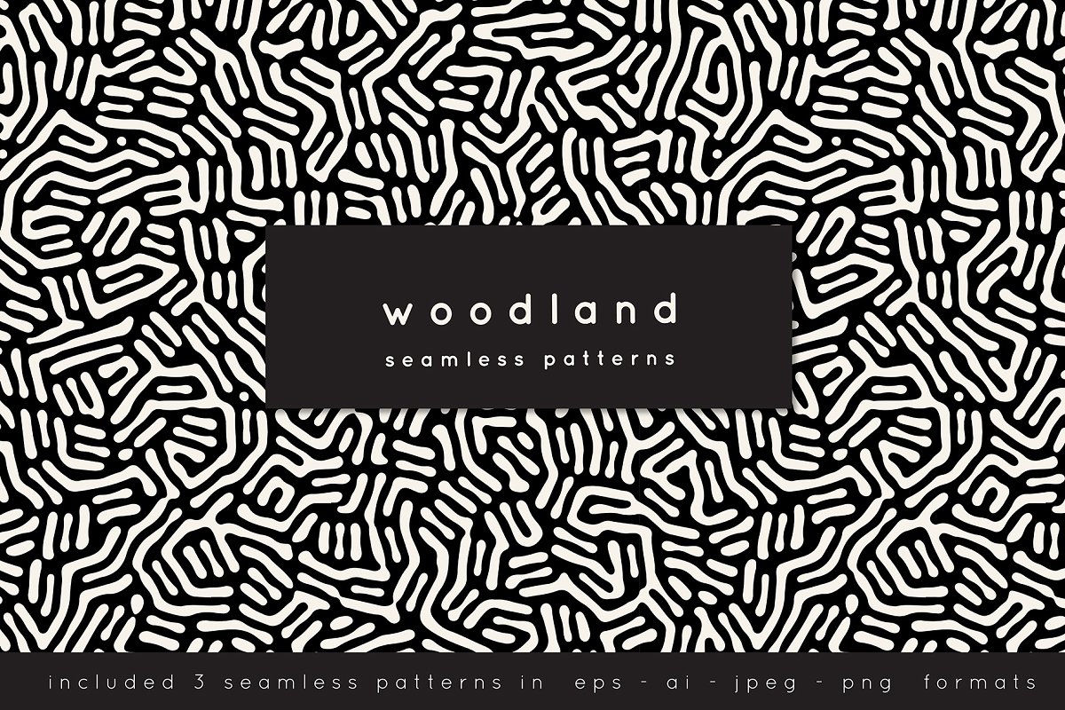 无缝木纹拼贴矢量纹理素材 Woodland Seamless Patterns Set_img_2