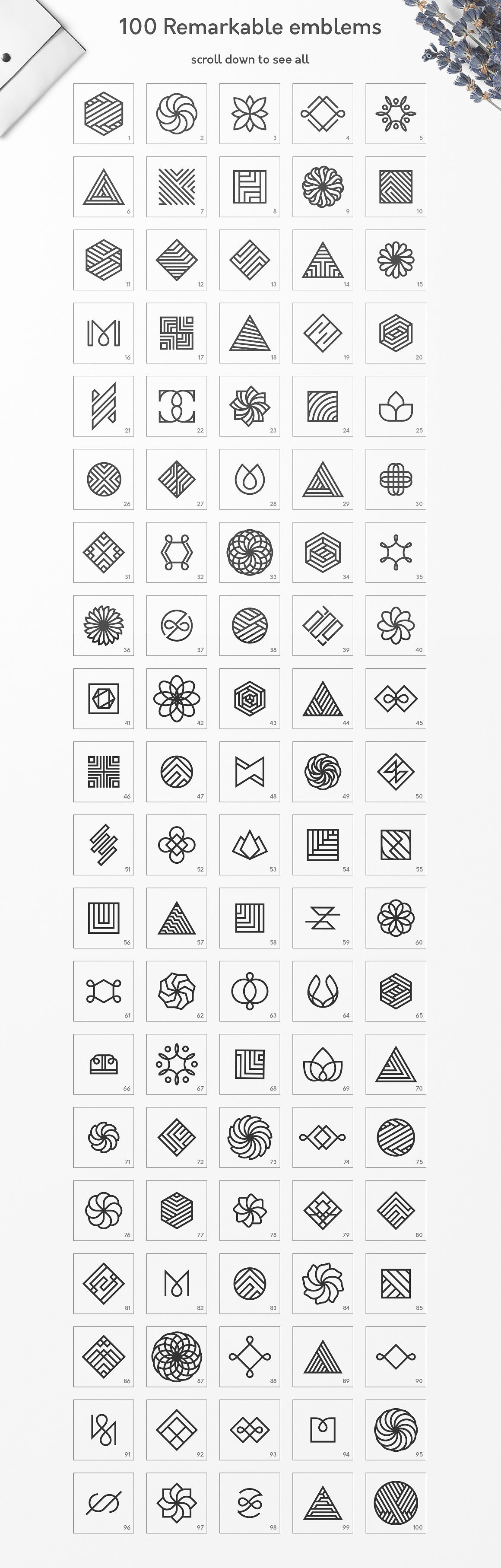 500款抽象几何标志徽标矢量素材合集 Geometric Logo Pack_img_2