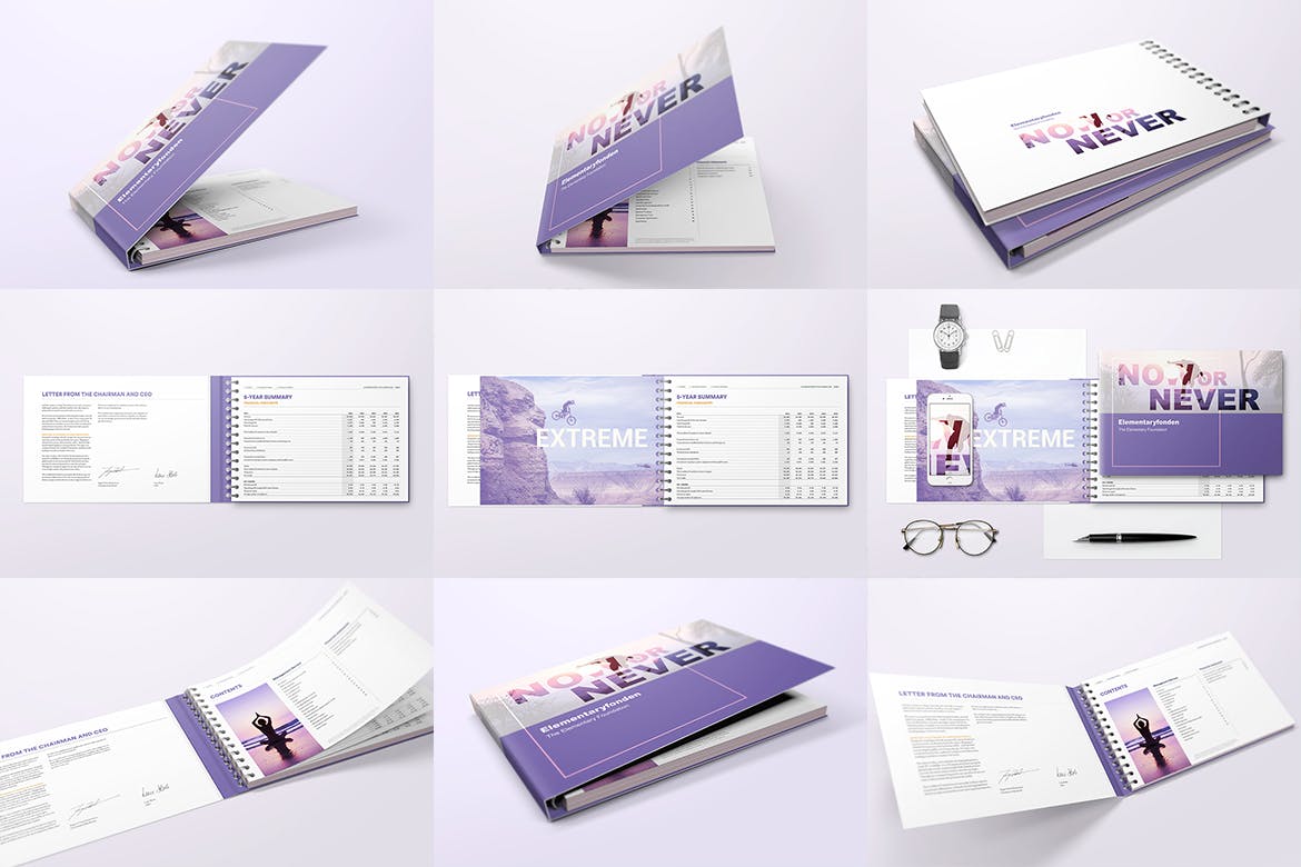 21款螺旋精装书文件夹封面设计样机模板 Spiral Bound Book With Folder Cover Bundle Mockup_img_2