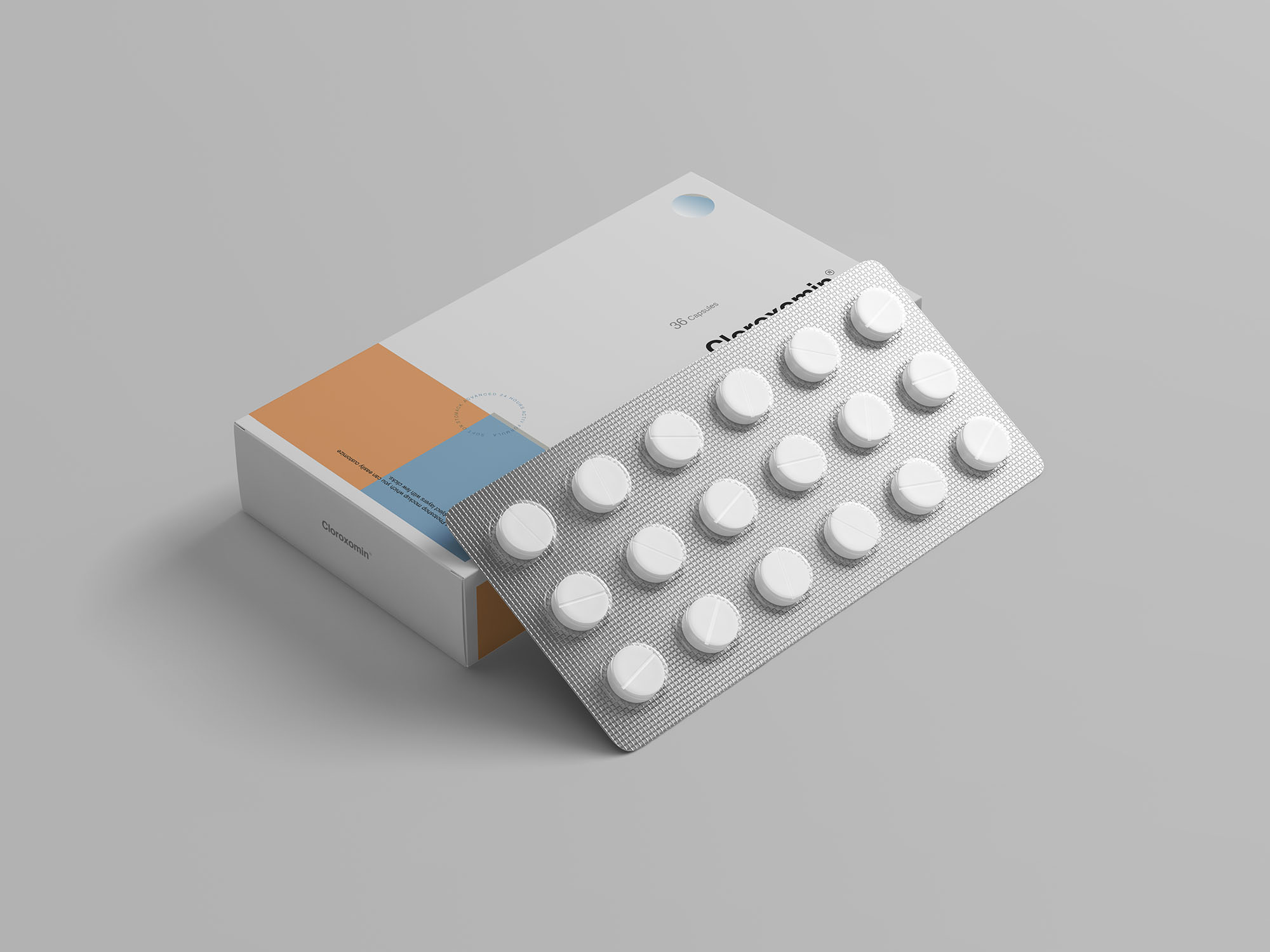 简约药物药丸包装盒样机模板 Pills Box Mockup_img_2