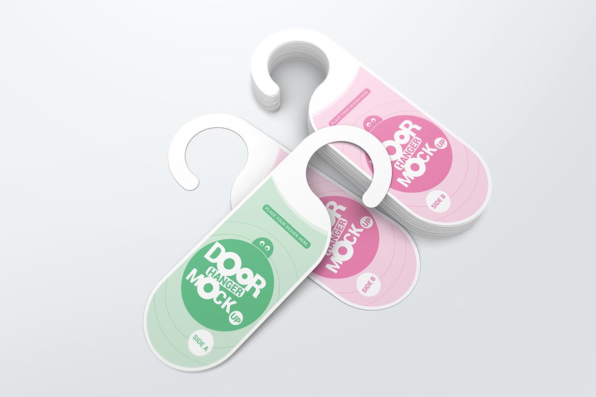 酒店房间门架标签样机模板 Door Hanger Mockups_img_2